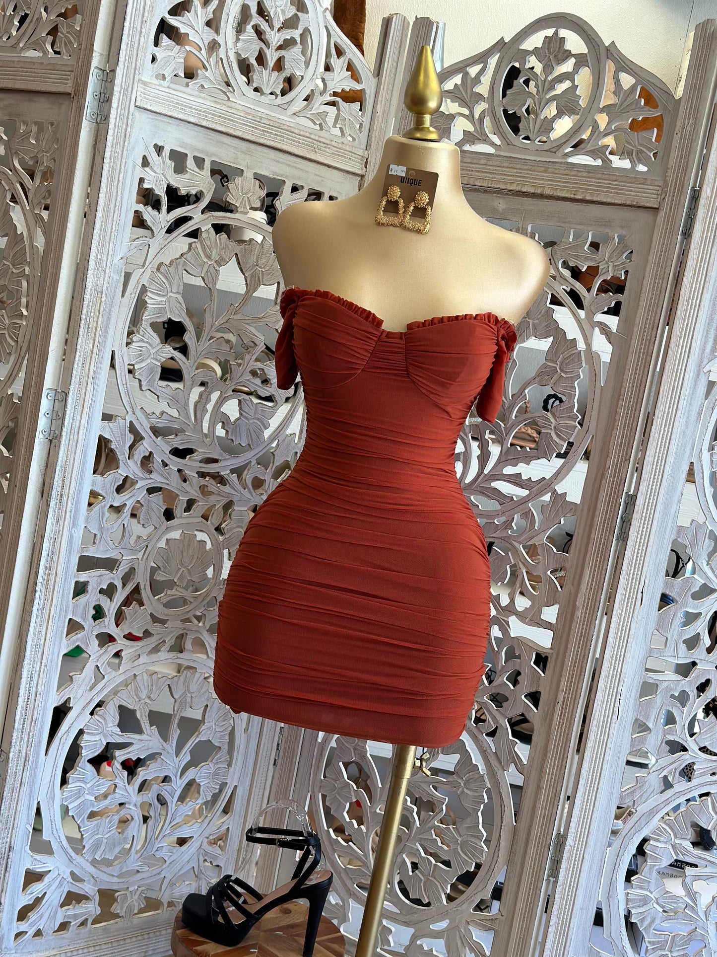 Rust Mini Bodycon Dress