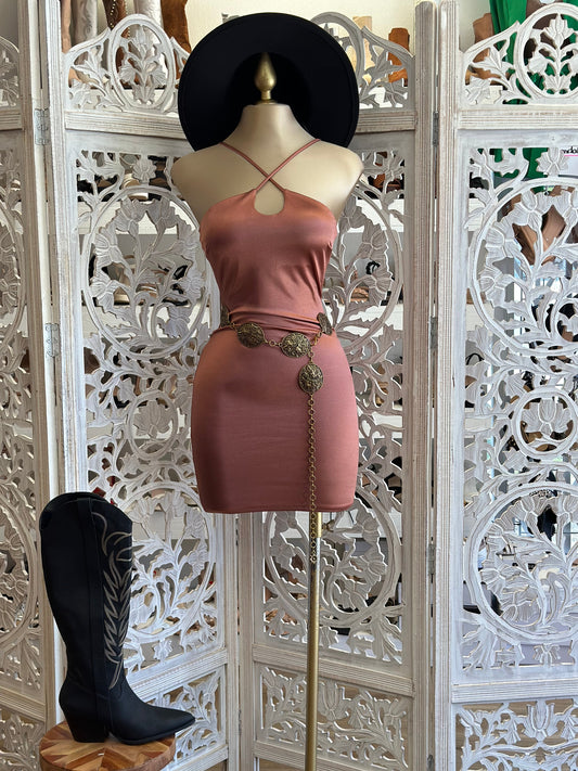 Rose Crossed Keyhole Dress