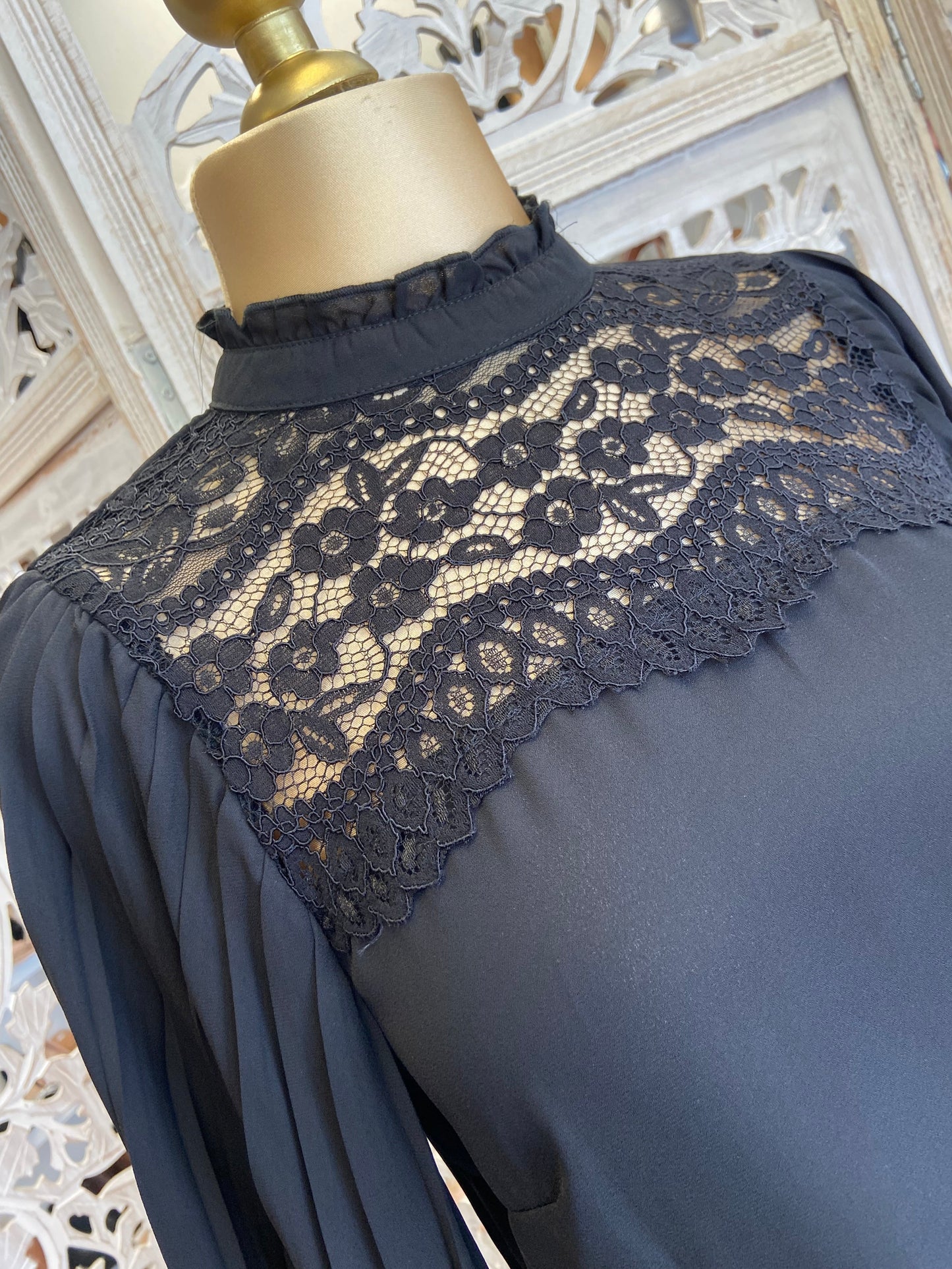 Black High Neck Lace Blouse