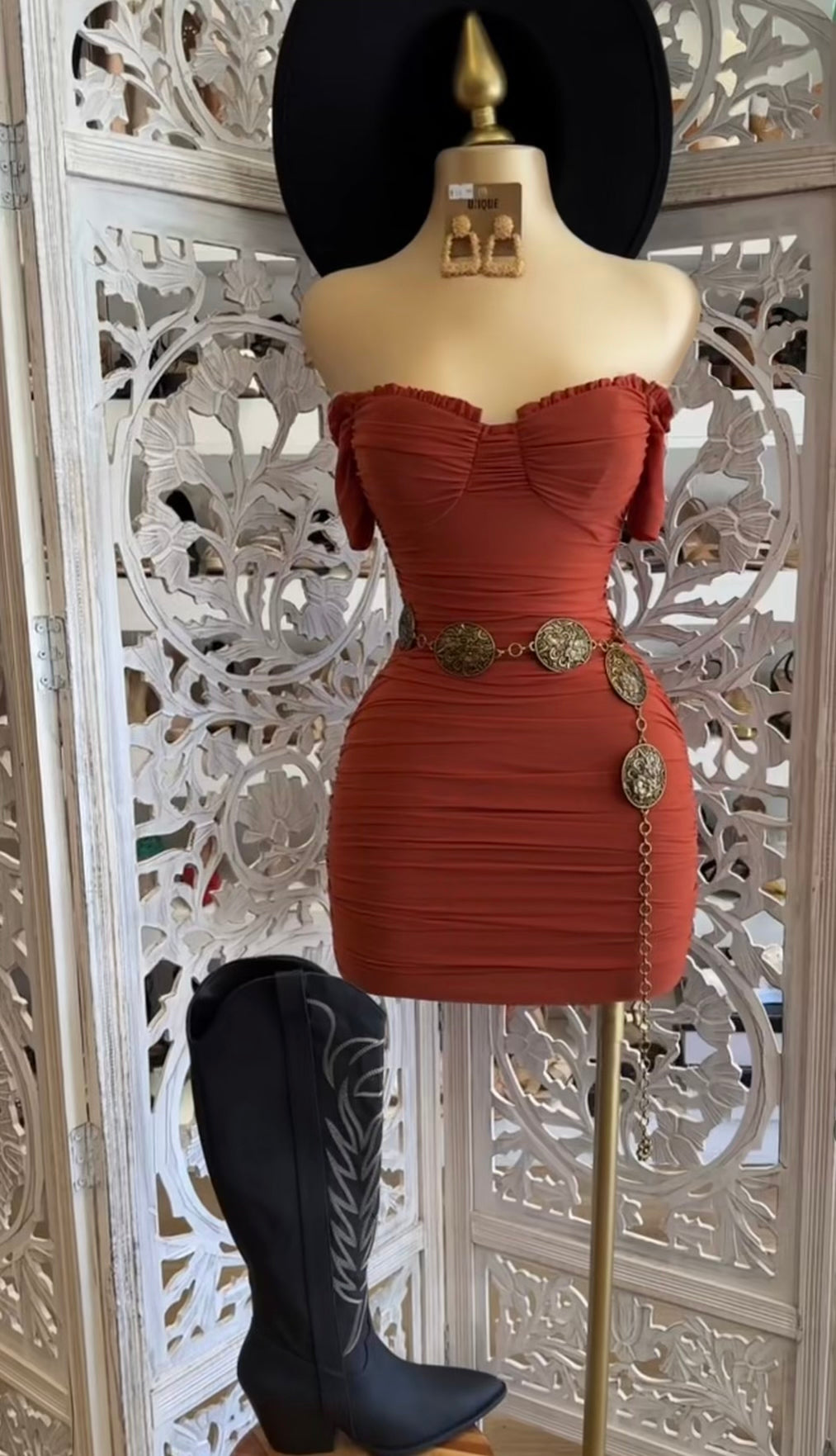 Rust Mini Bodycon Dress