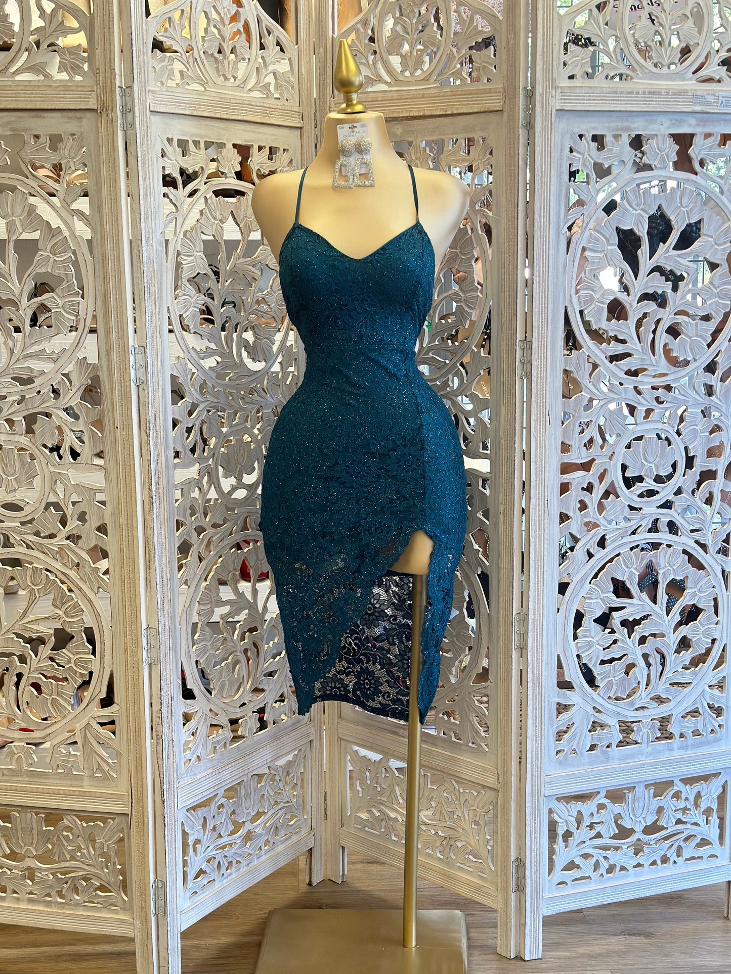 Crossback Green Lace Dress