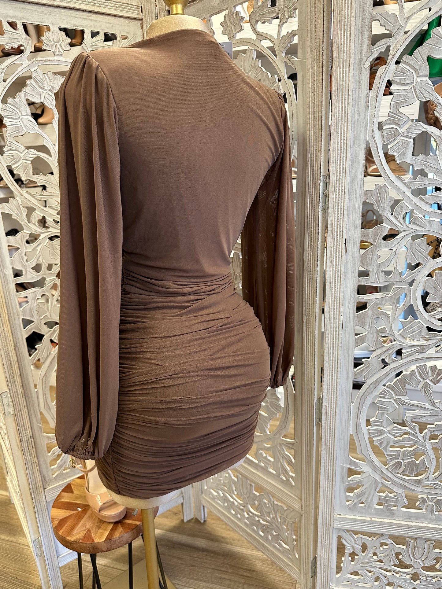 Expresso Deep V Mini Wrapped Dress