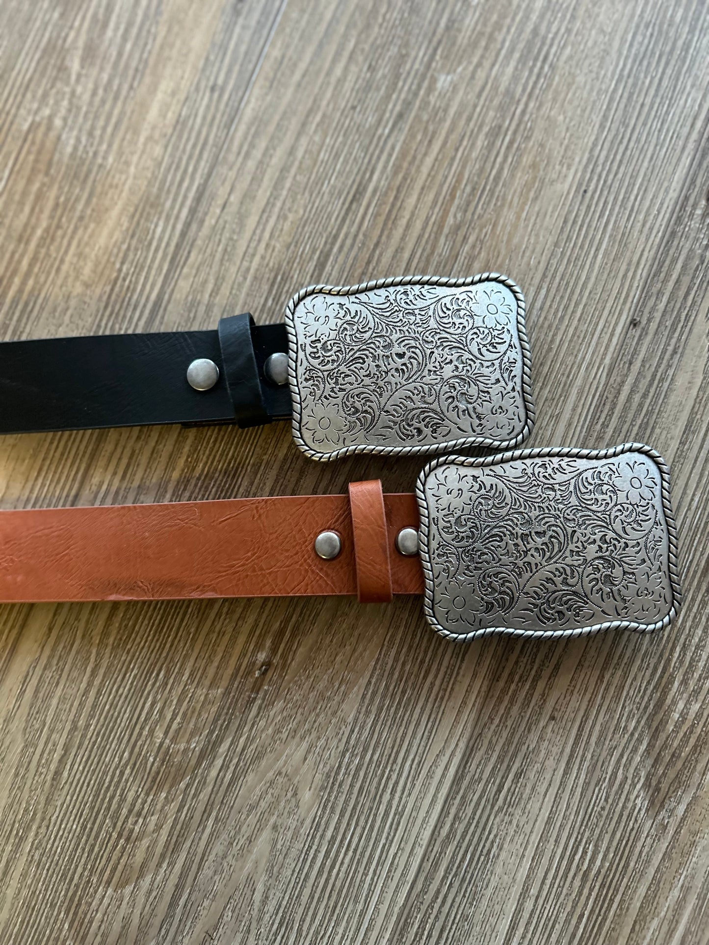 Faux Leather Belt With Buckle