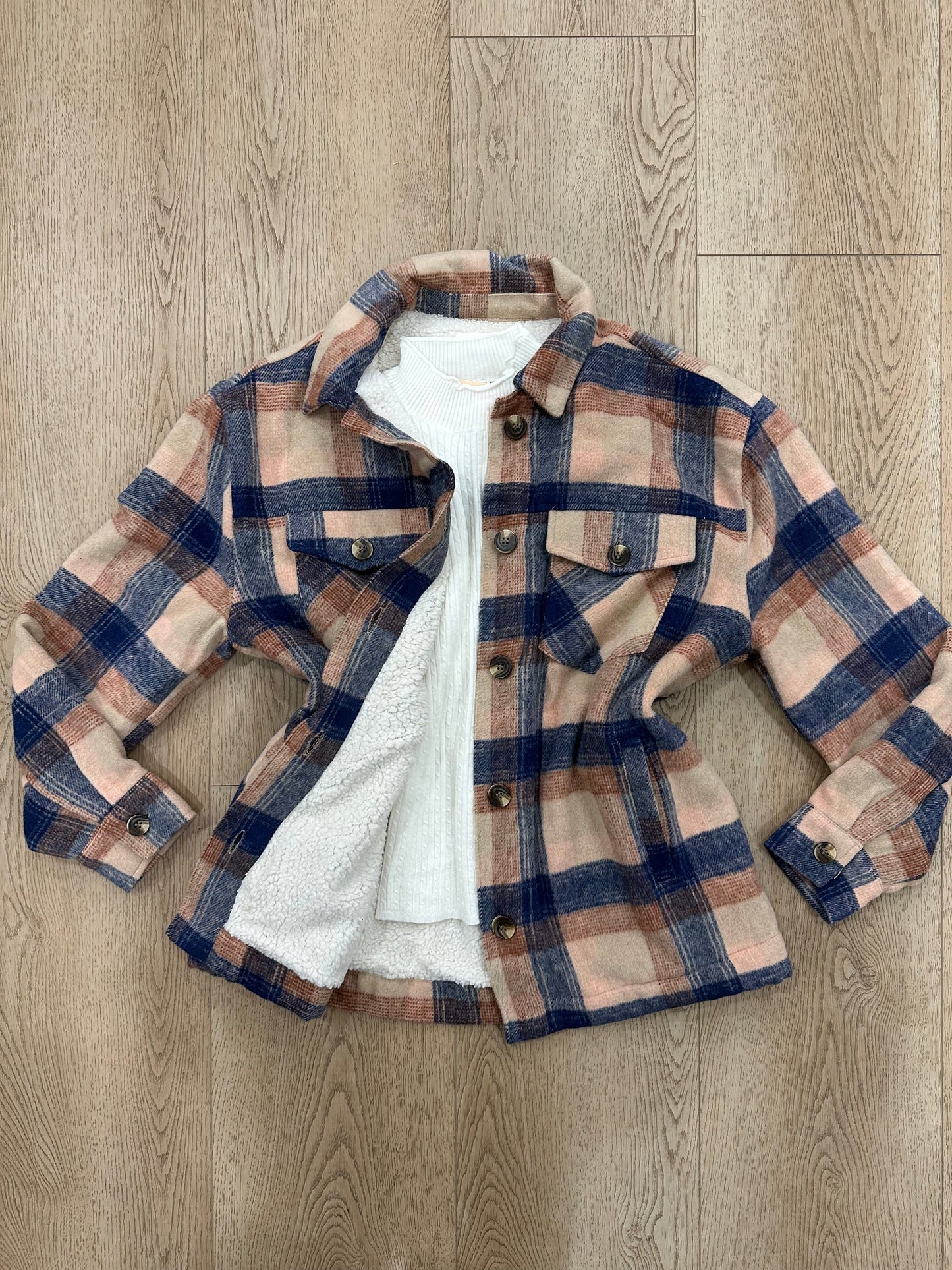 Navy/Brown Plaid Fleece Jacket