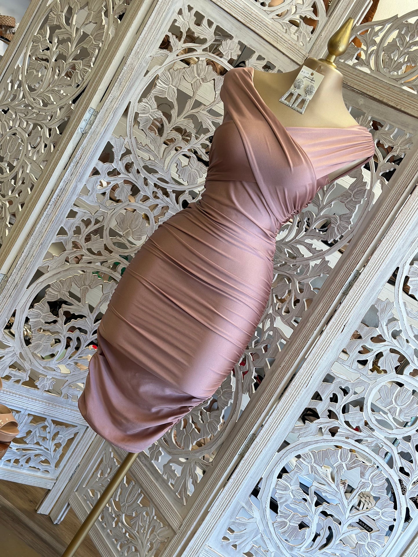 Rose Gold Wrapped Scrunched Dress