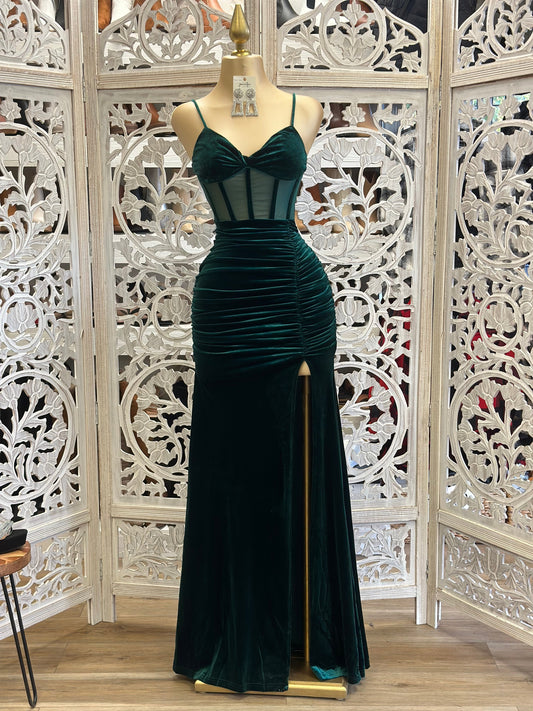 Green Velvet Corset Gown