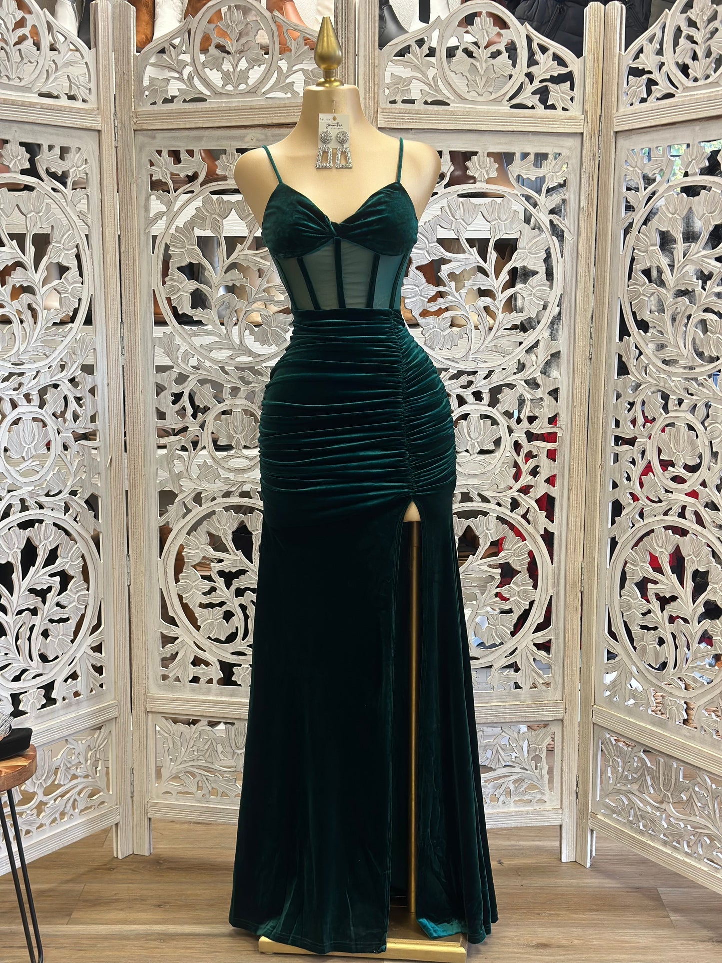 Green Velvet Corset Gown