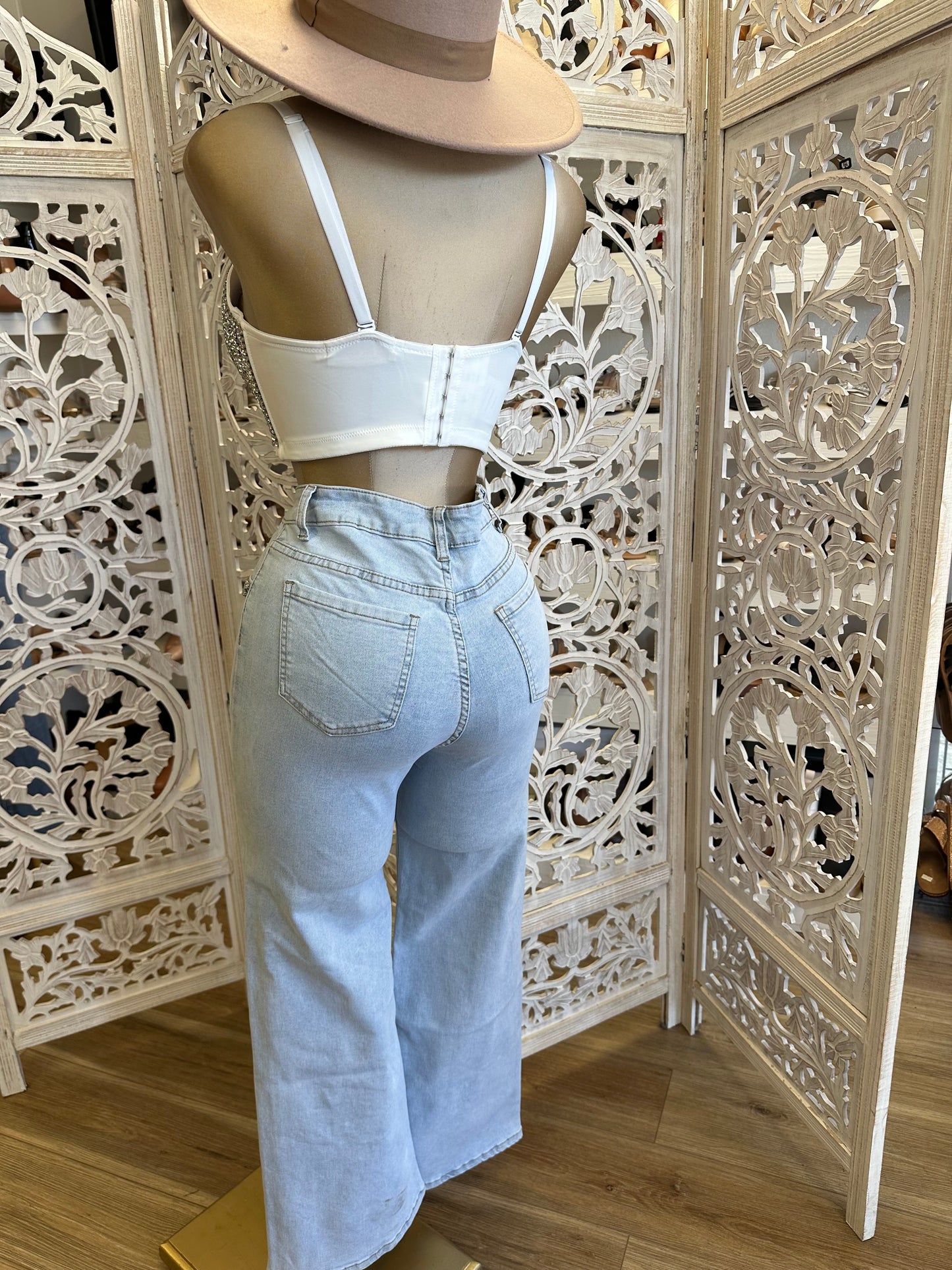 Rhinestone Heart Jeans- Stretchy