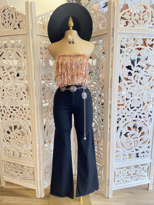 Fringe Rose Gold Sparkle Top