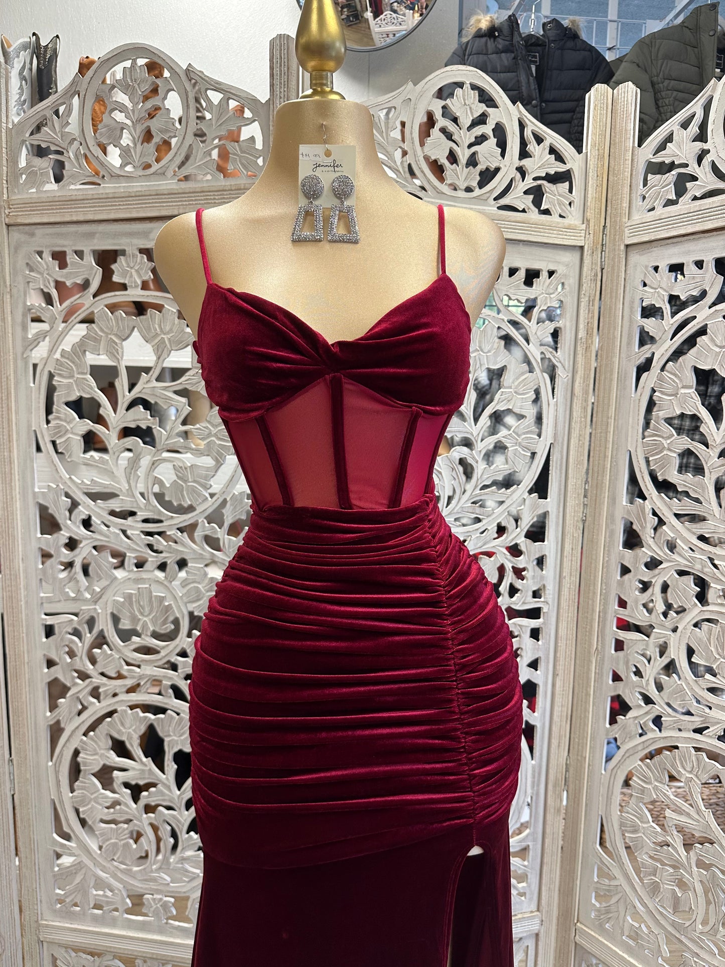 Burgundy Velvet Corset Gown