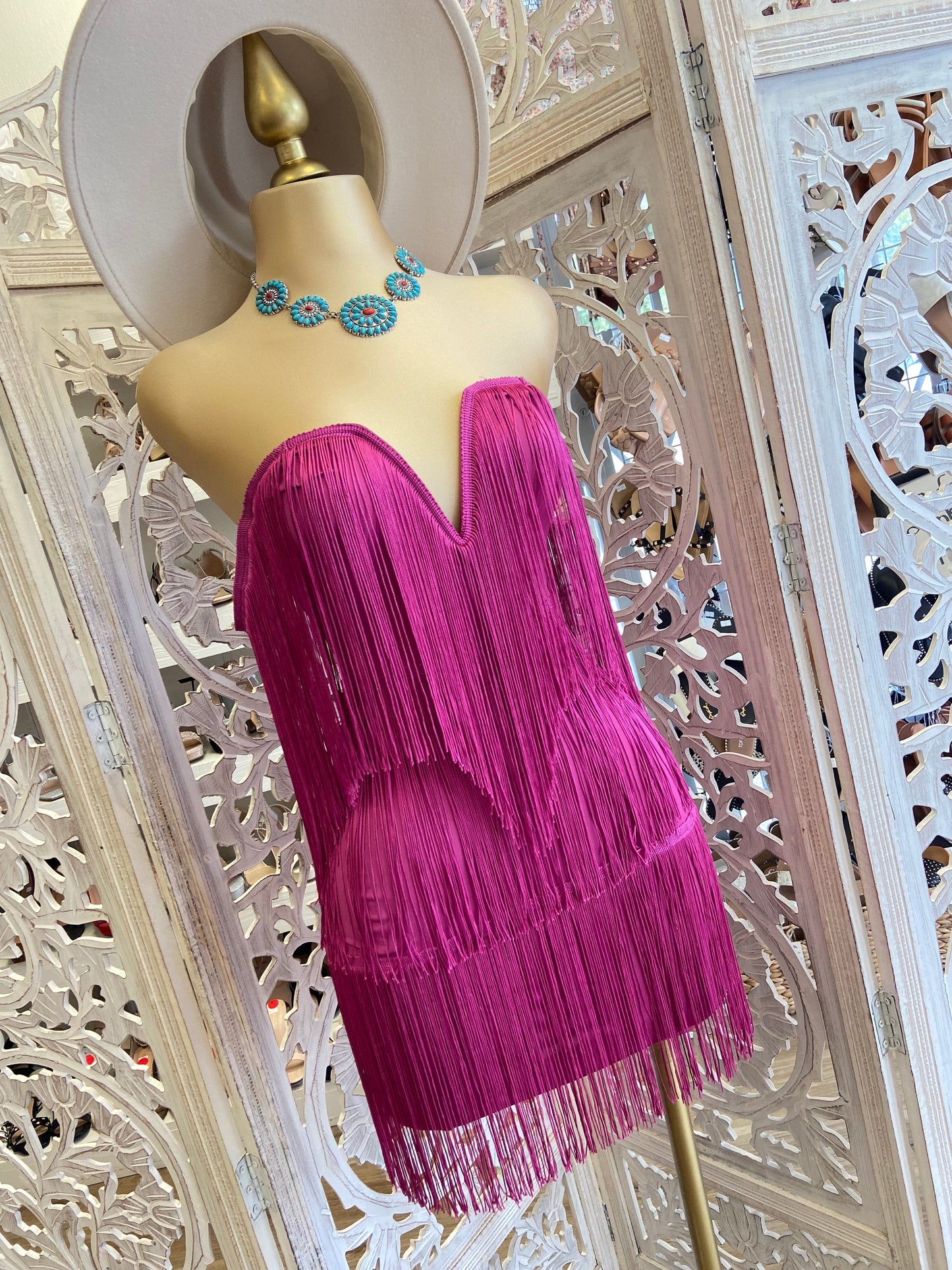 Magenta Fringe Dress