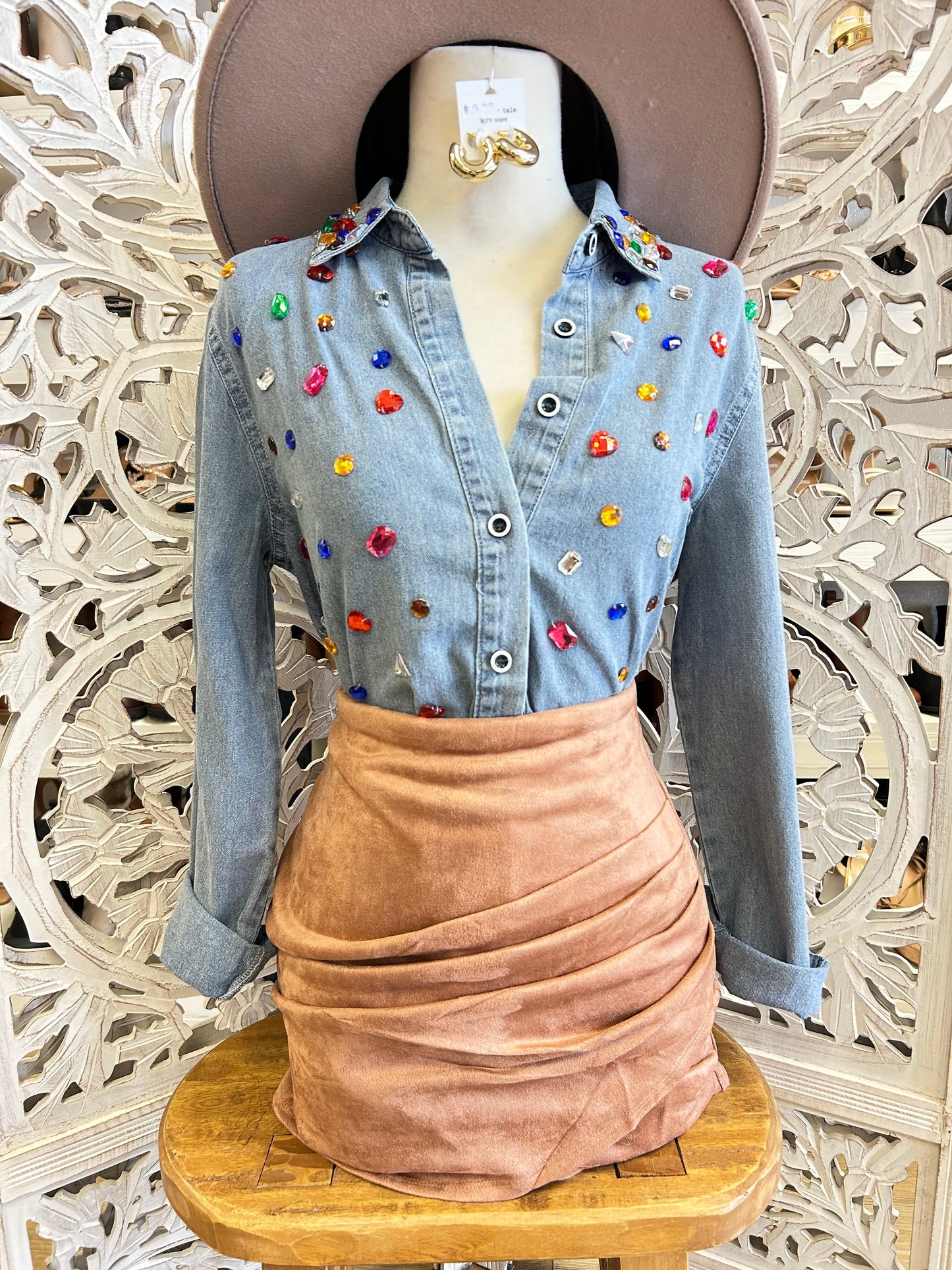 Diamond Denim Blouse