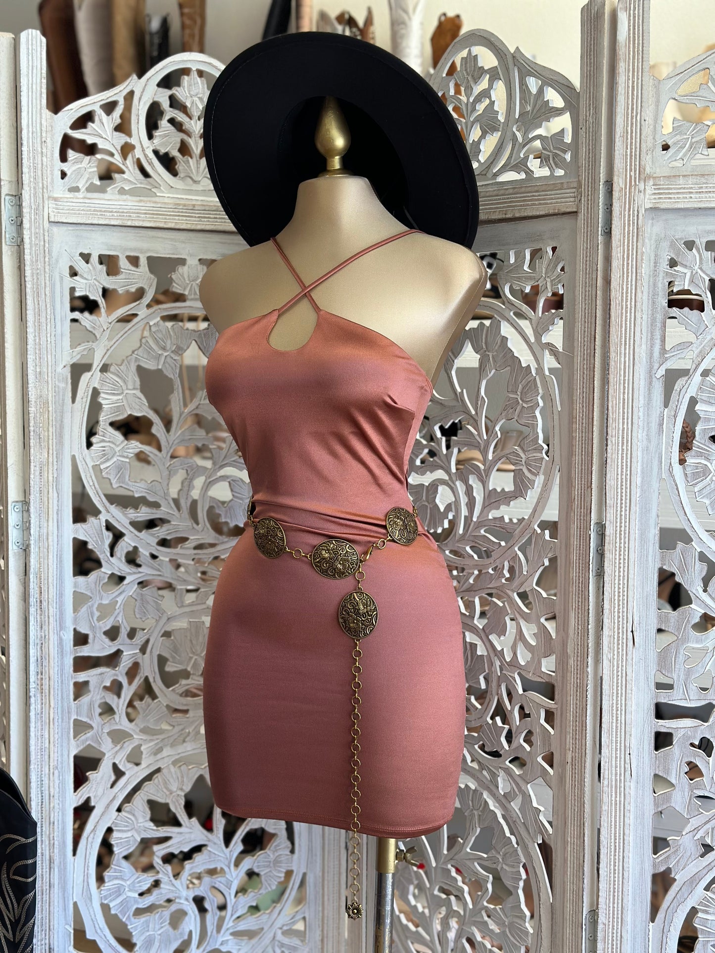 Rose Crossed Keyhole Dress