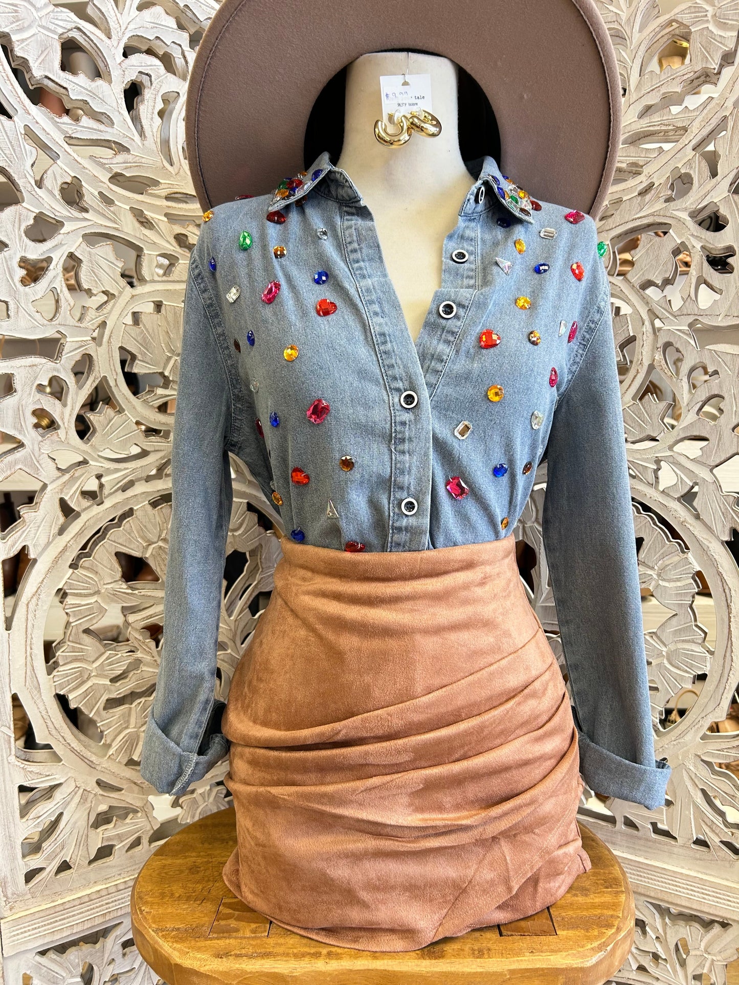 Diamond Denim Blouse