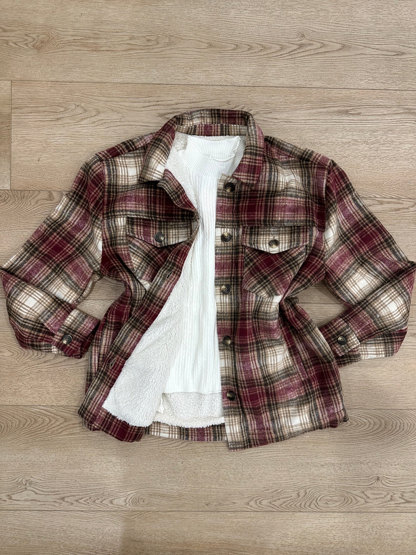 Brown Plaid Fleece Jacket