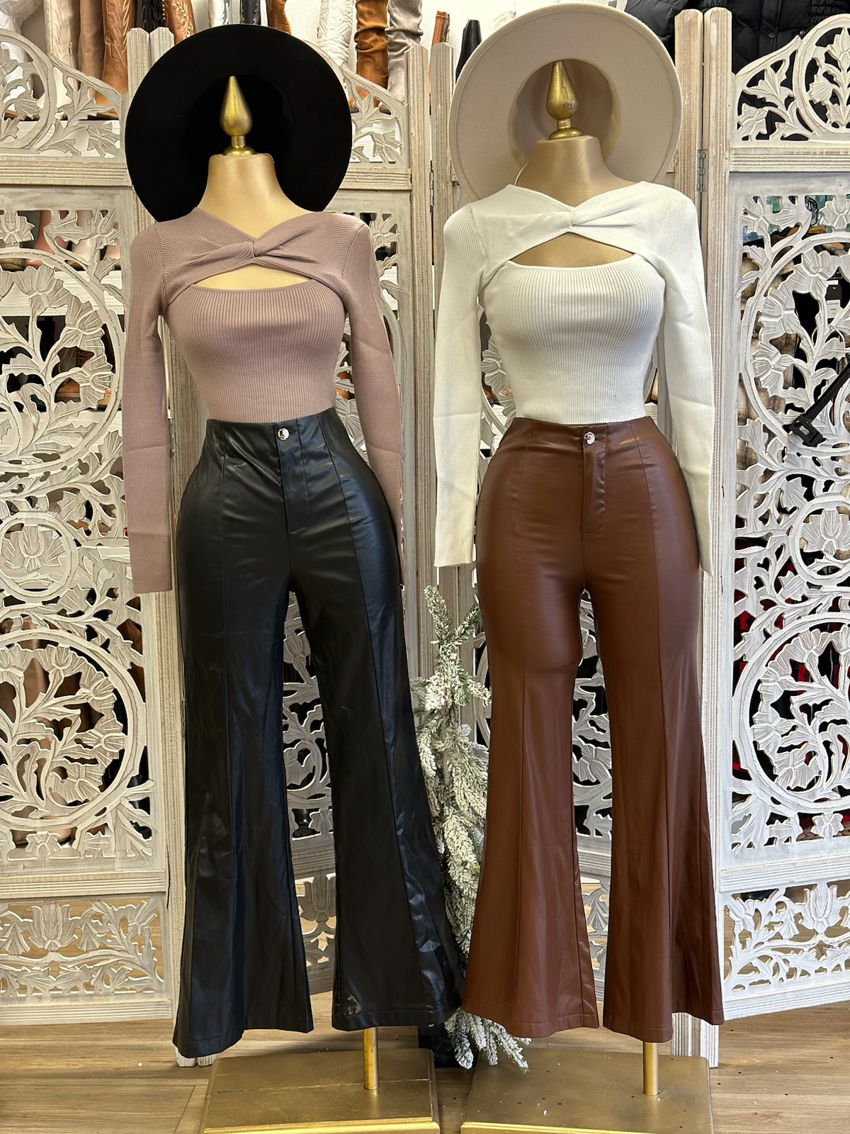 Faux Leather Flare Pants