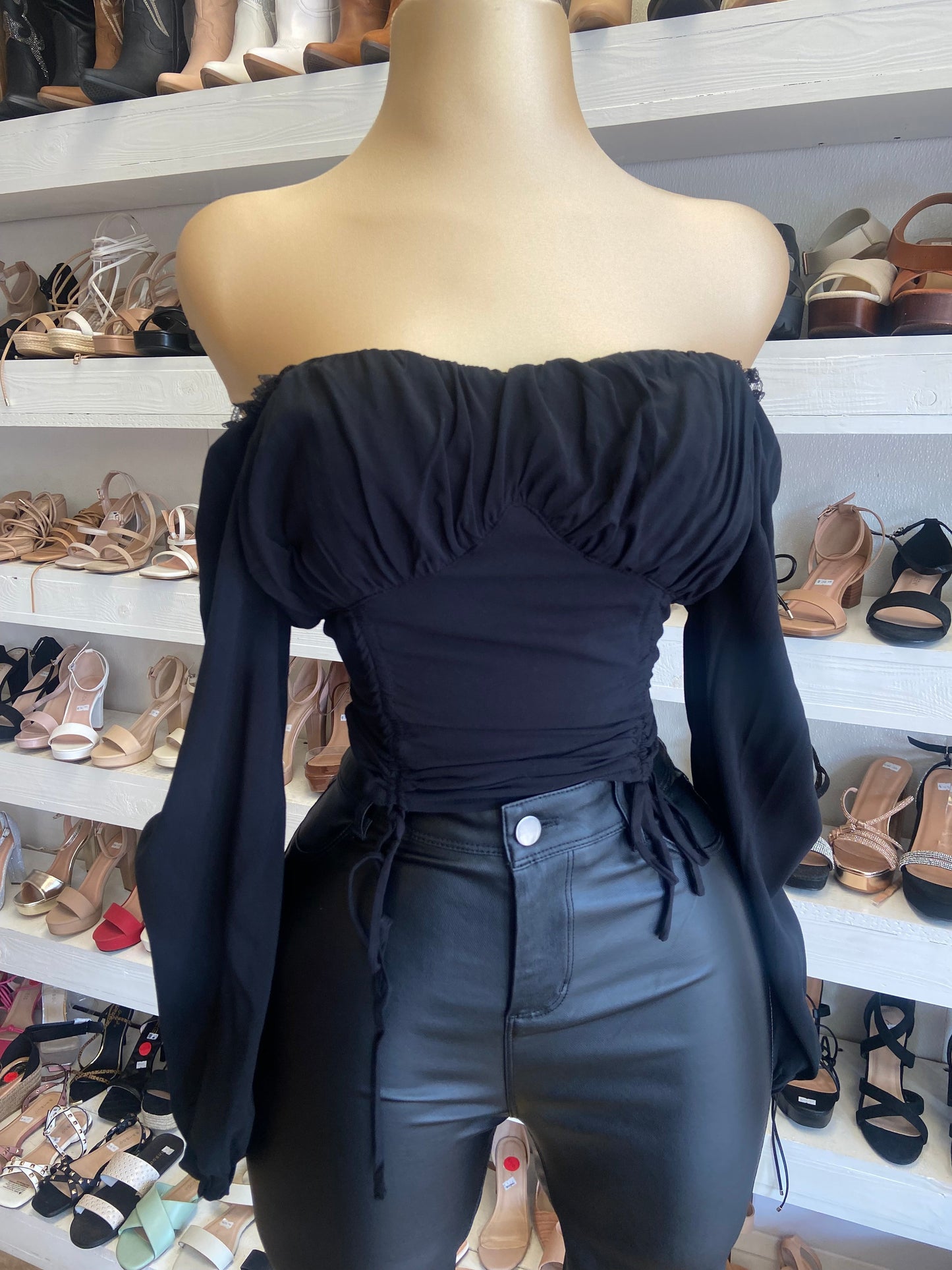 Black Ruched Blouse