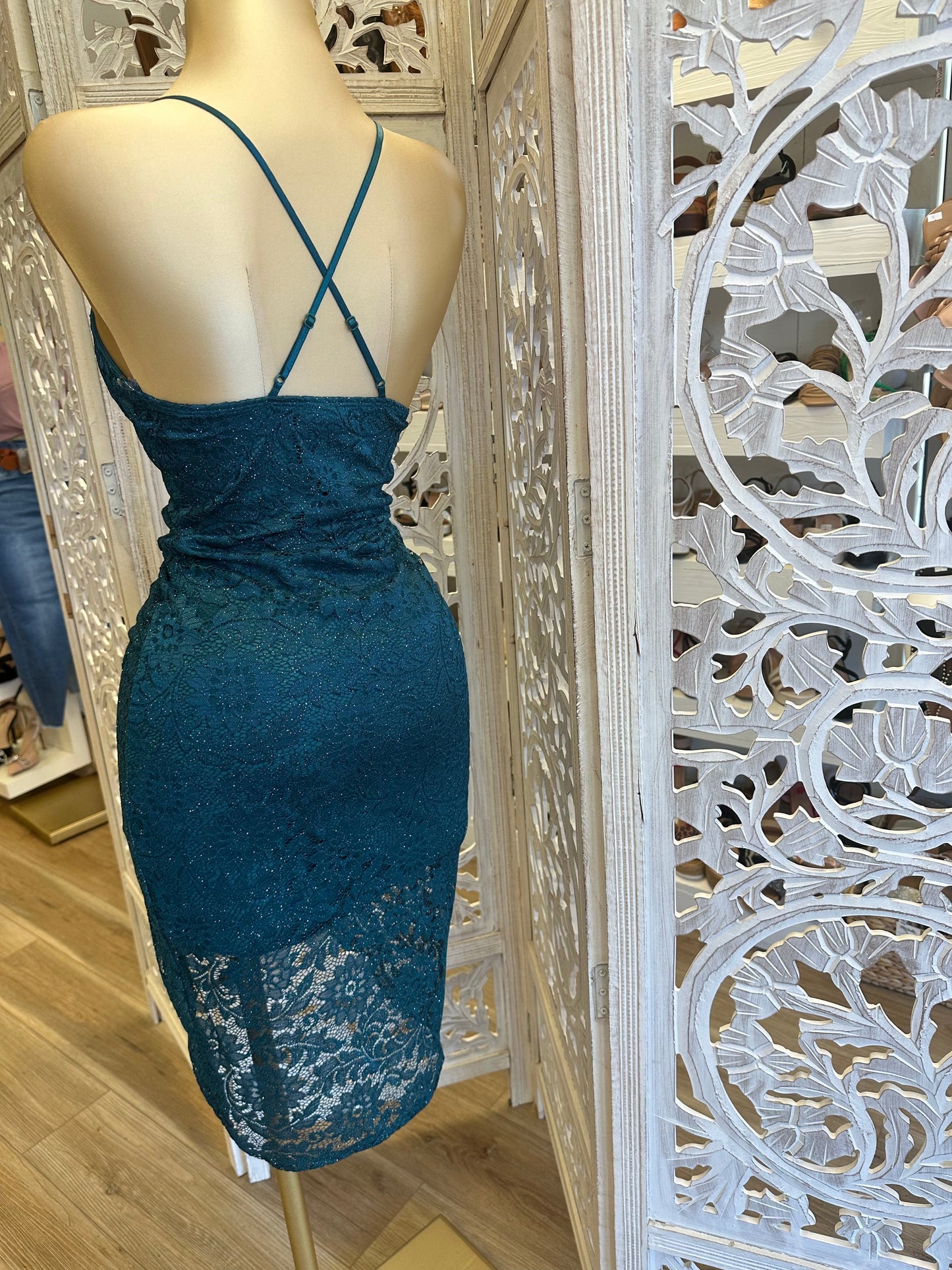 Crossback Green Lace Dress