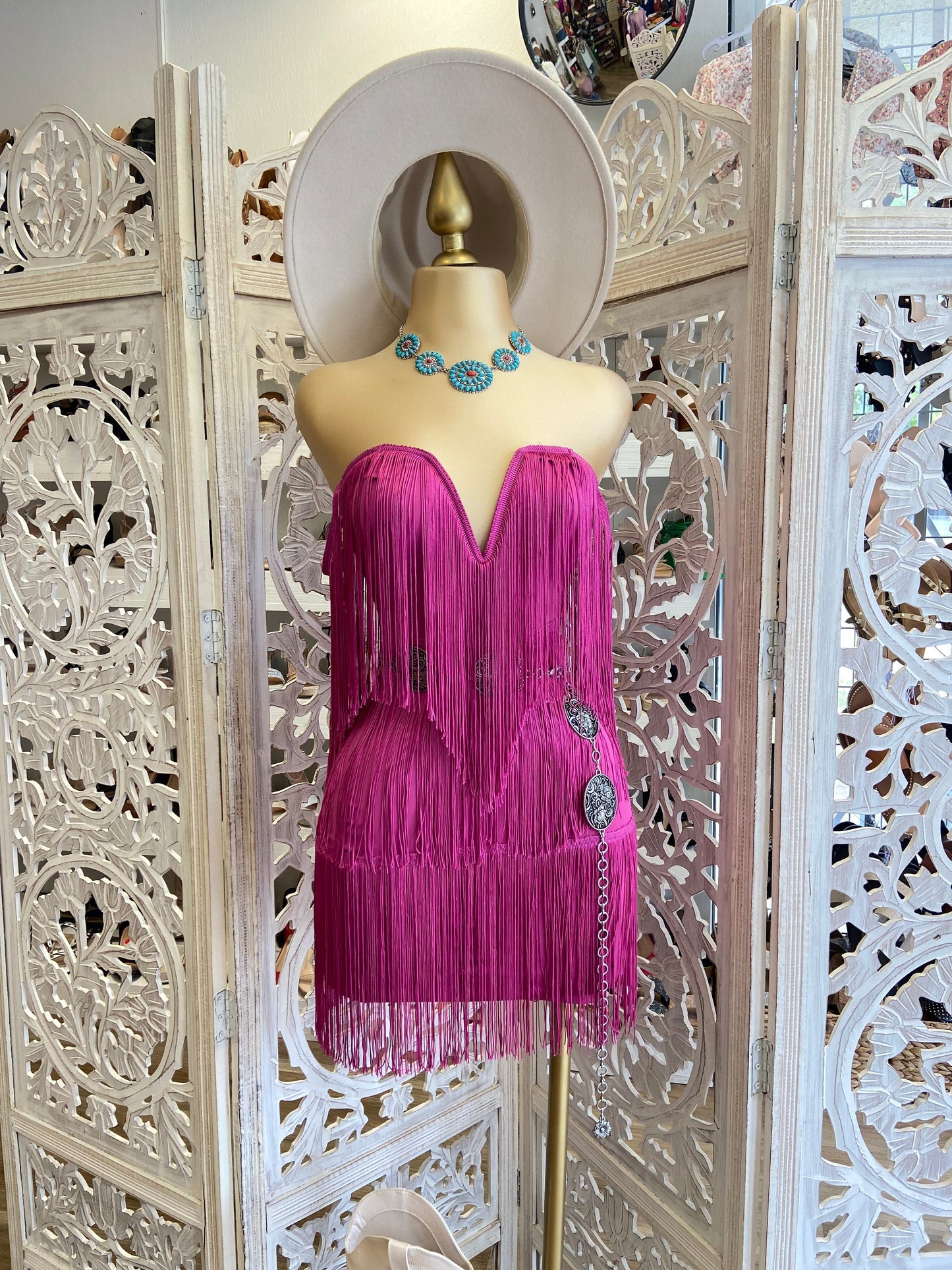 Magenta Fringe Dress