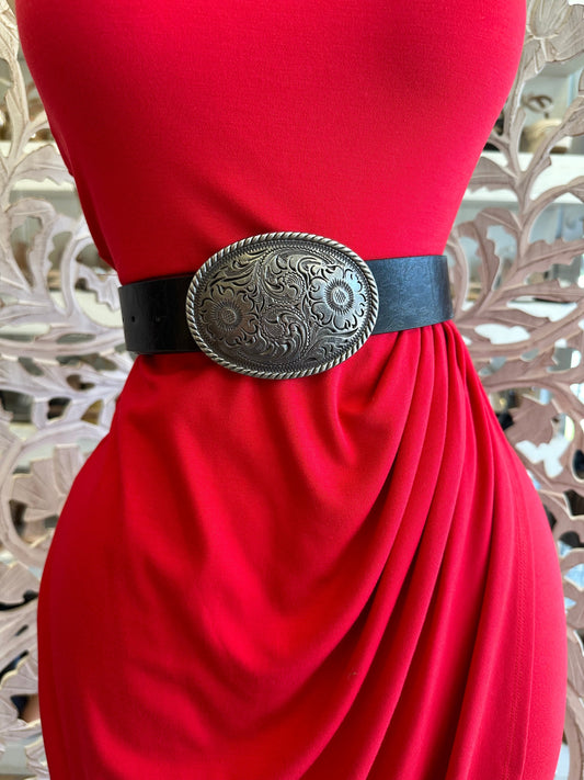 Black Faux Leather Belt