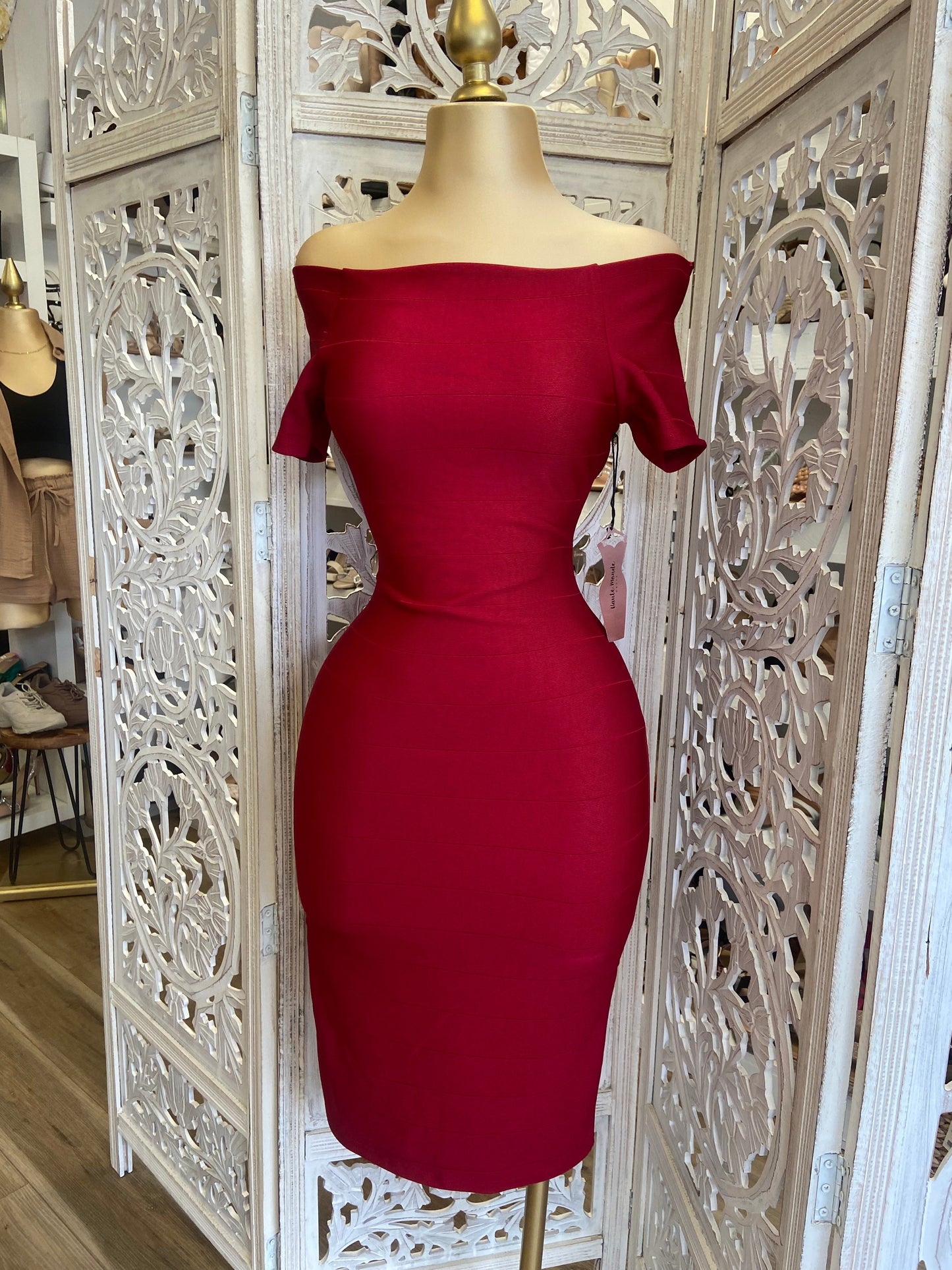 Wine Bandage Dress