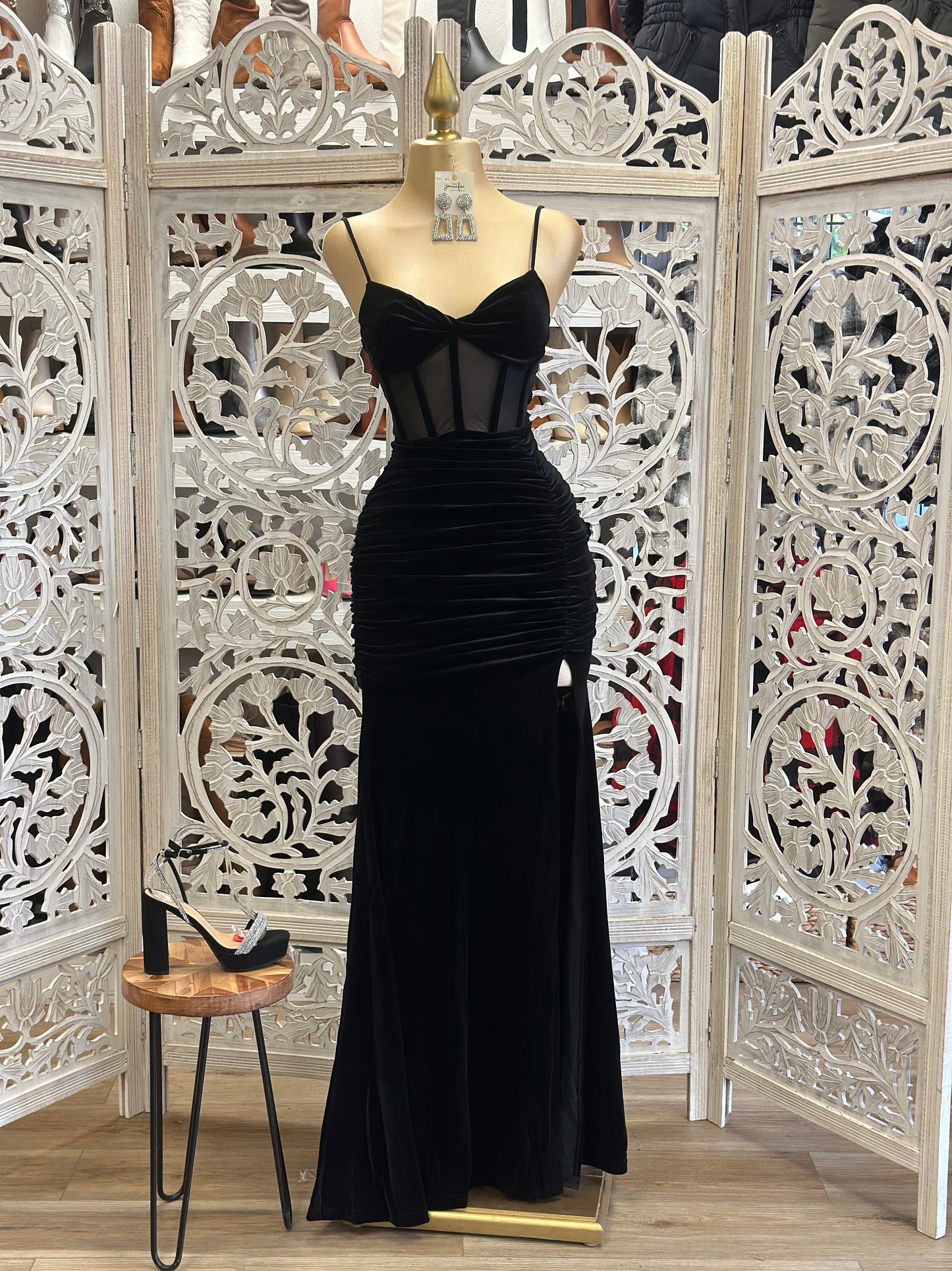 Black Velvet Corset Gown