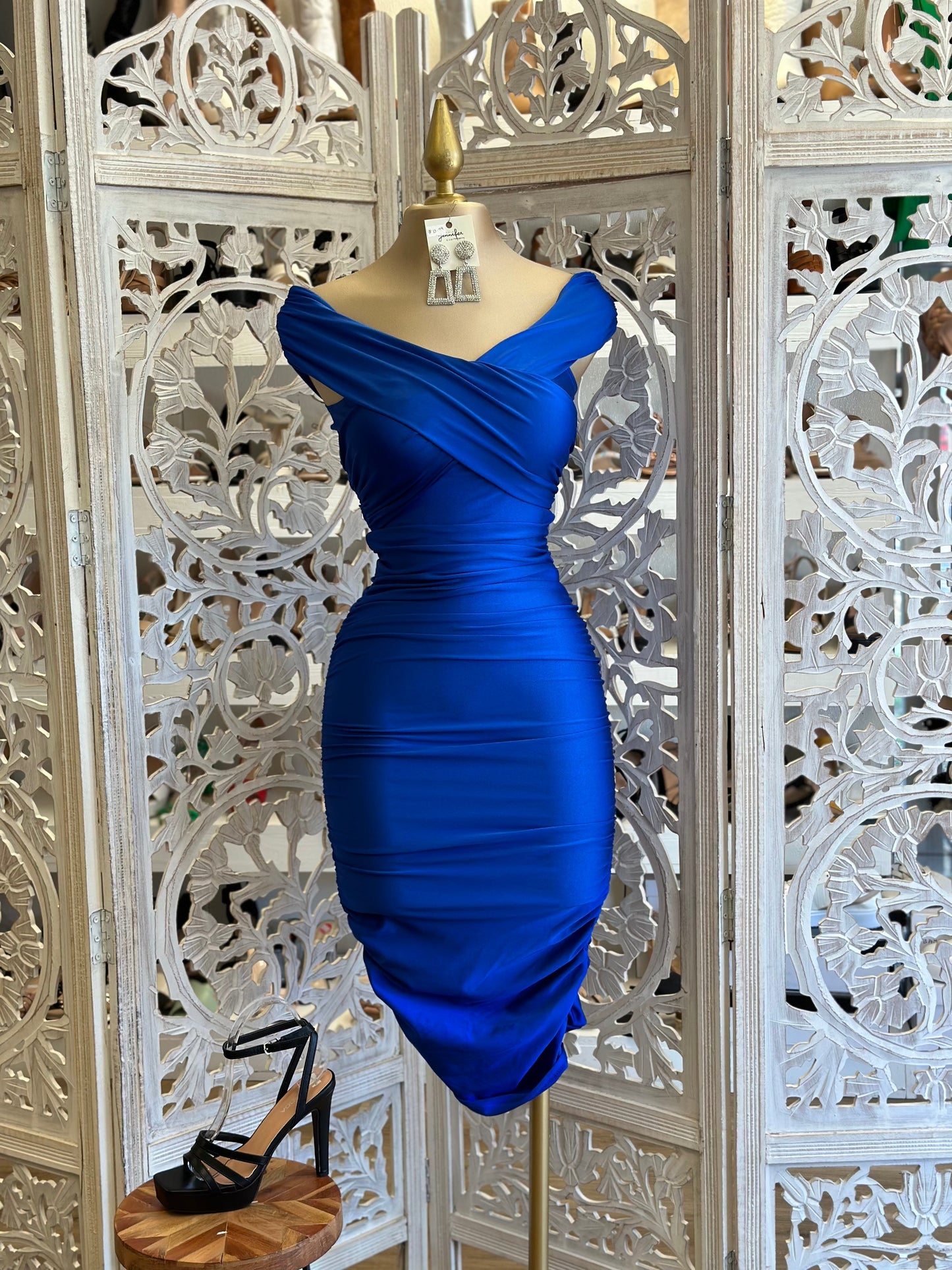 Royal Blue Wrapped Scrunched Dress