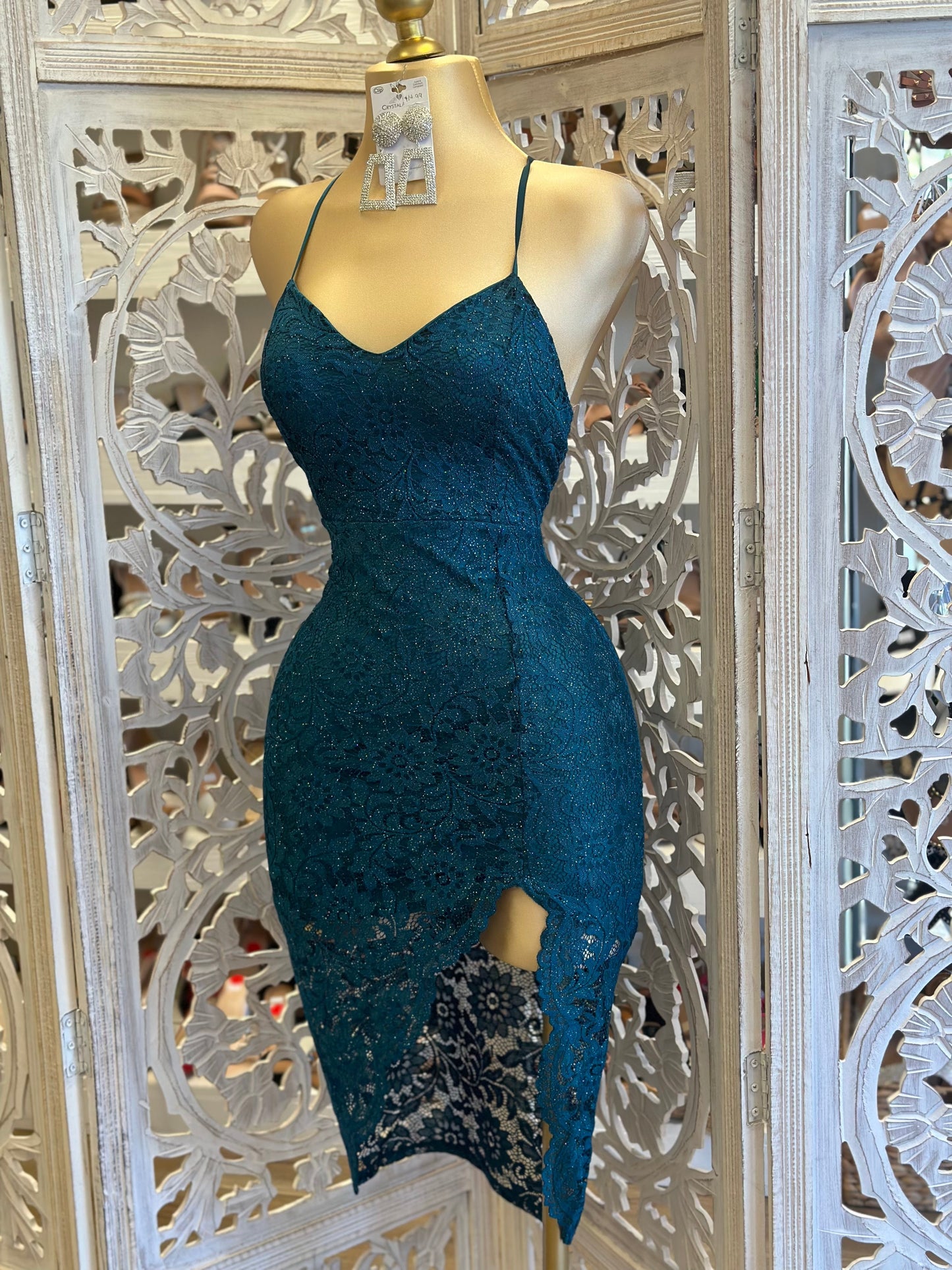 Crossback Green Lace Dress