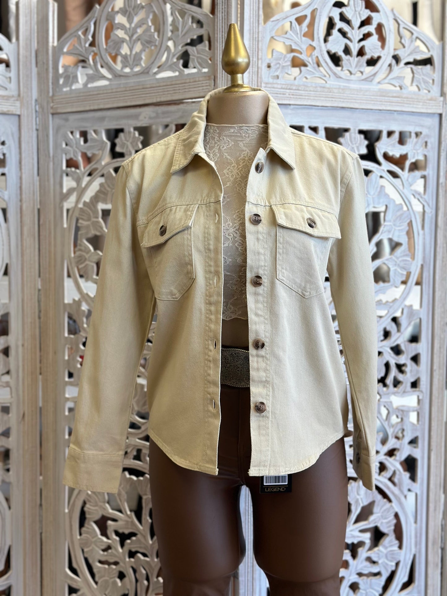 Beige Denim Pocket Jacket