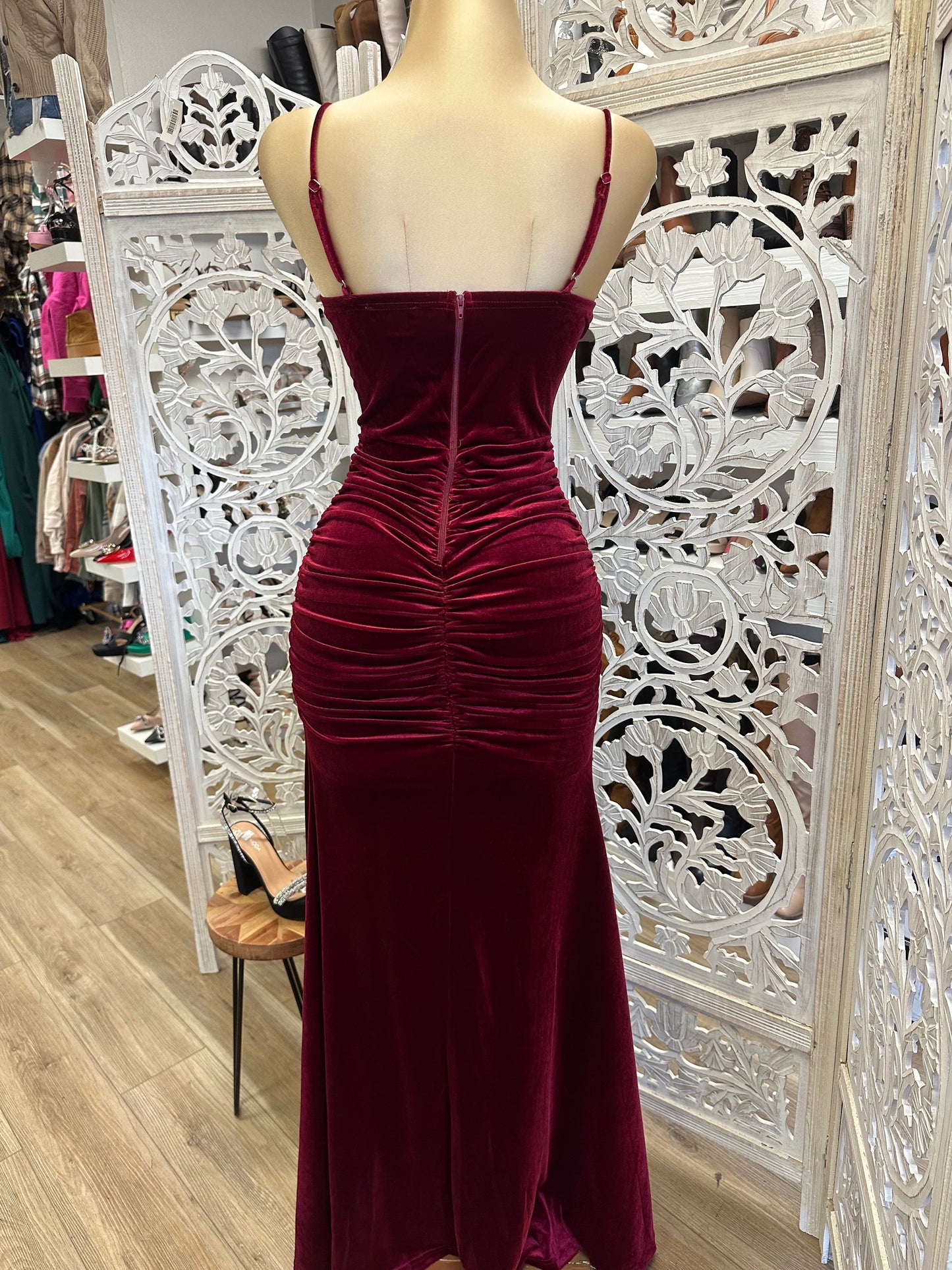 Burgundy Velvet Corset Gown