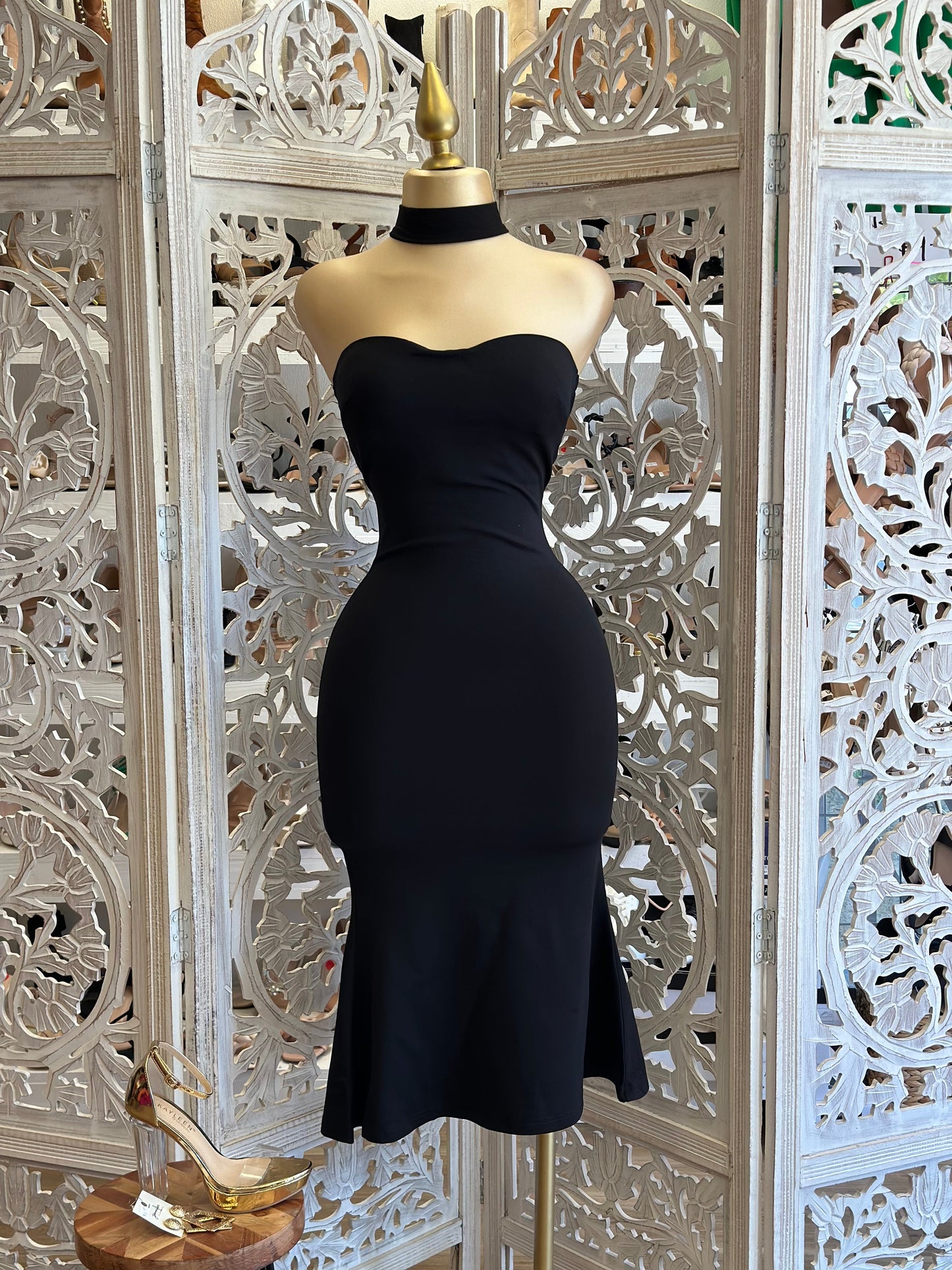 Midi Black Choker Dress