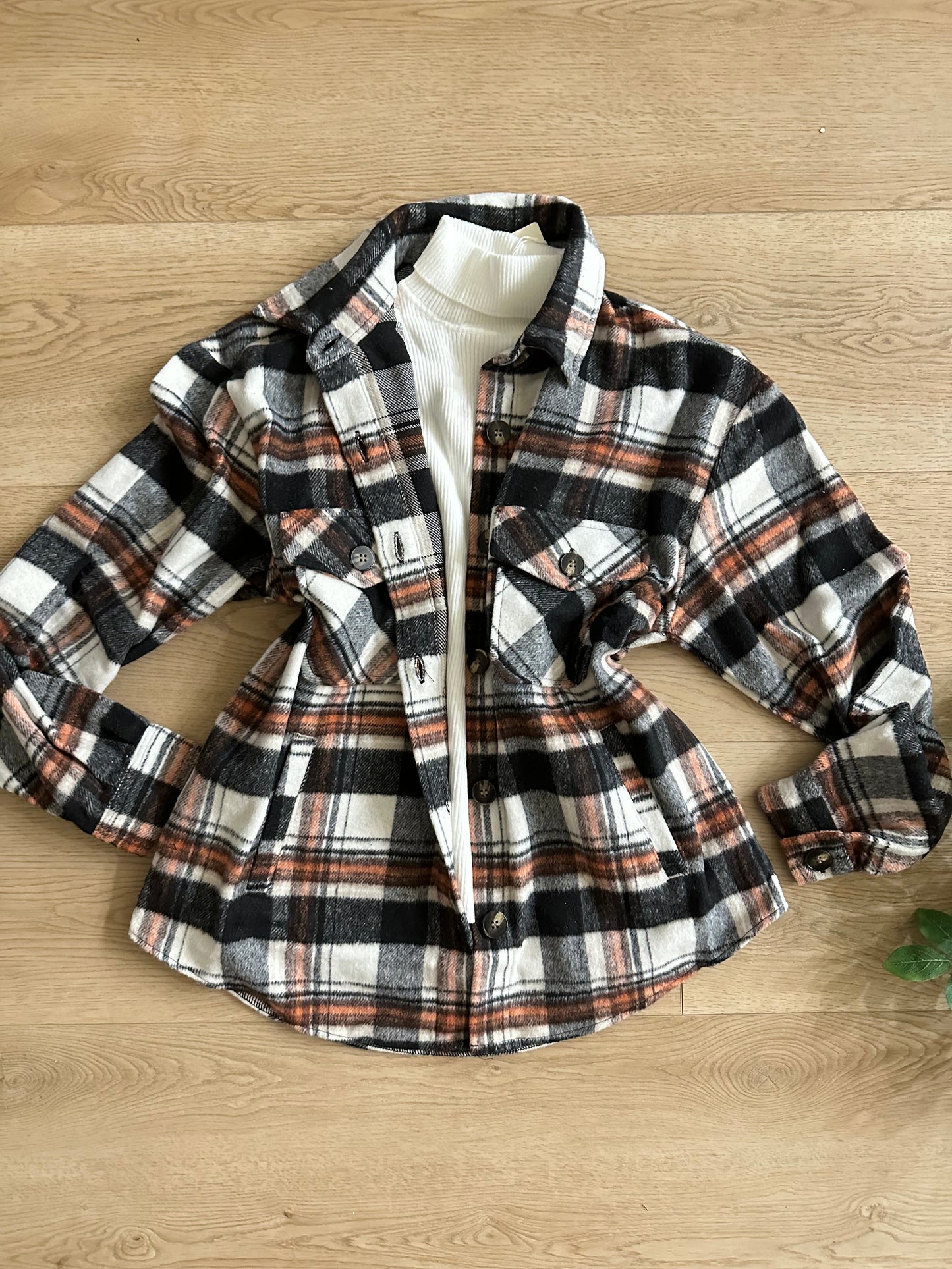 Black and Brick Flannel Jacket