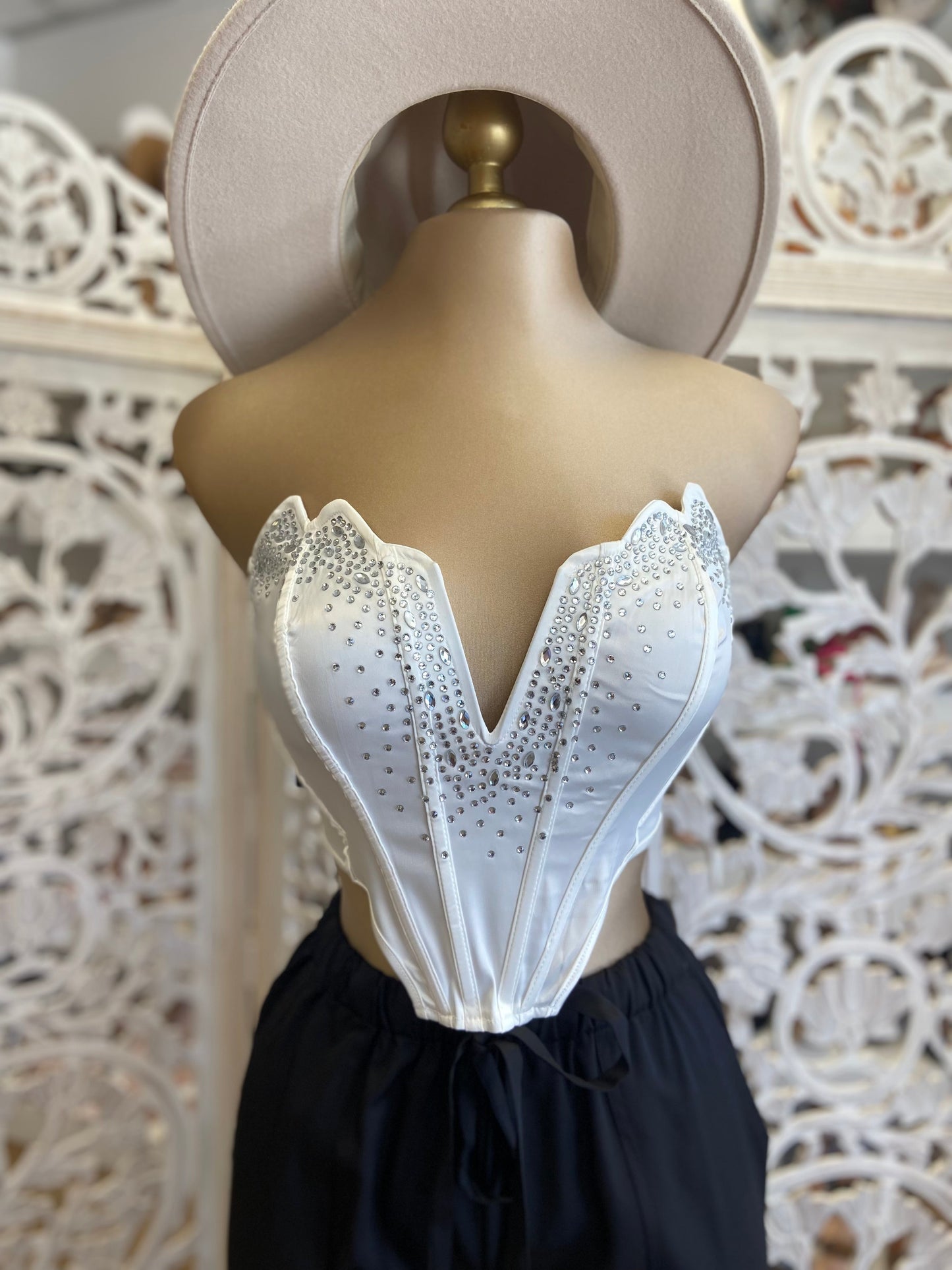 White Rhinestone Corset