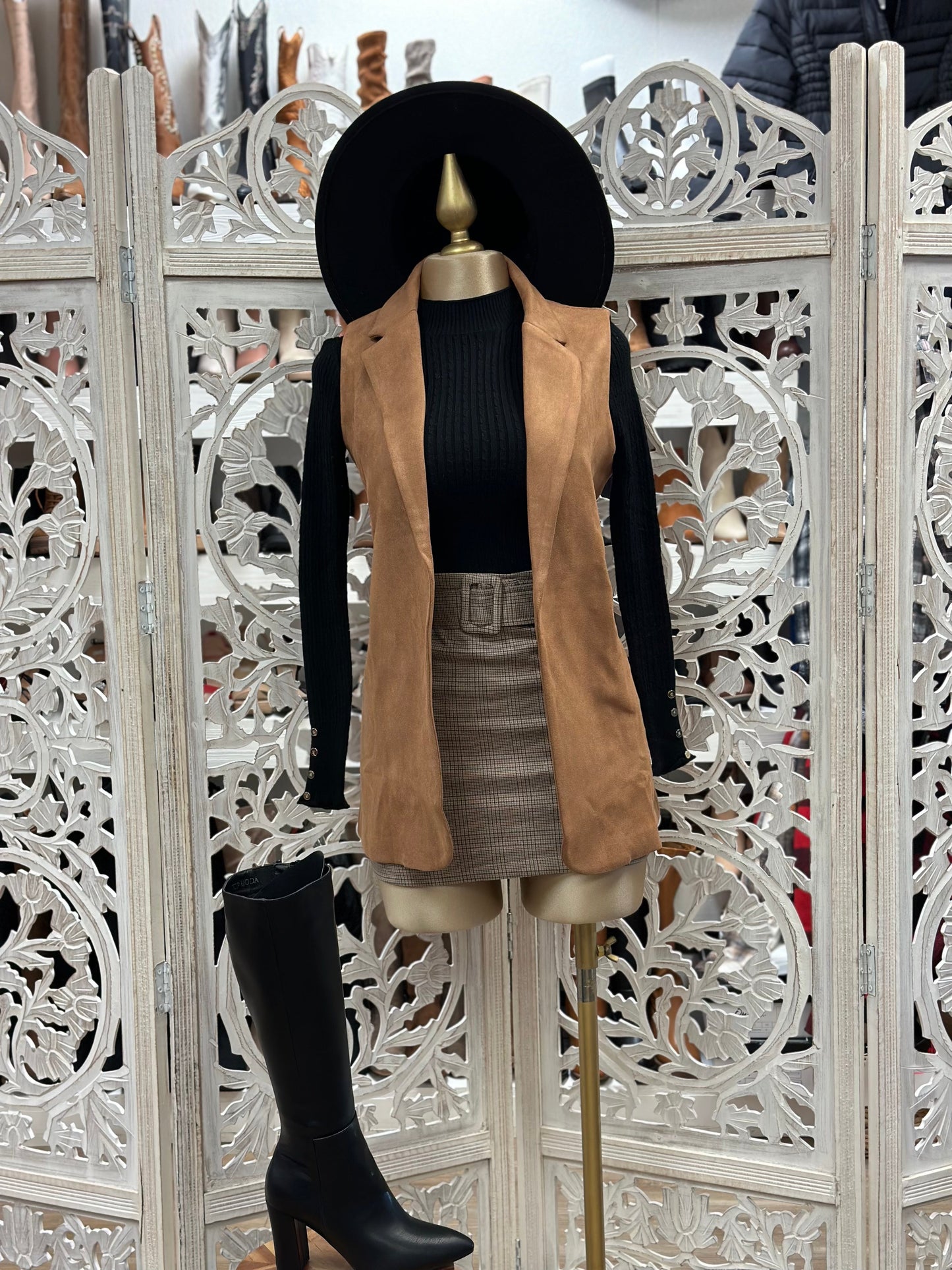 Suede Brown Blazer Vest