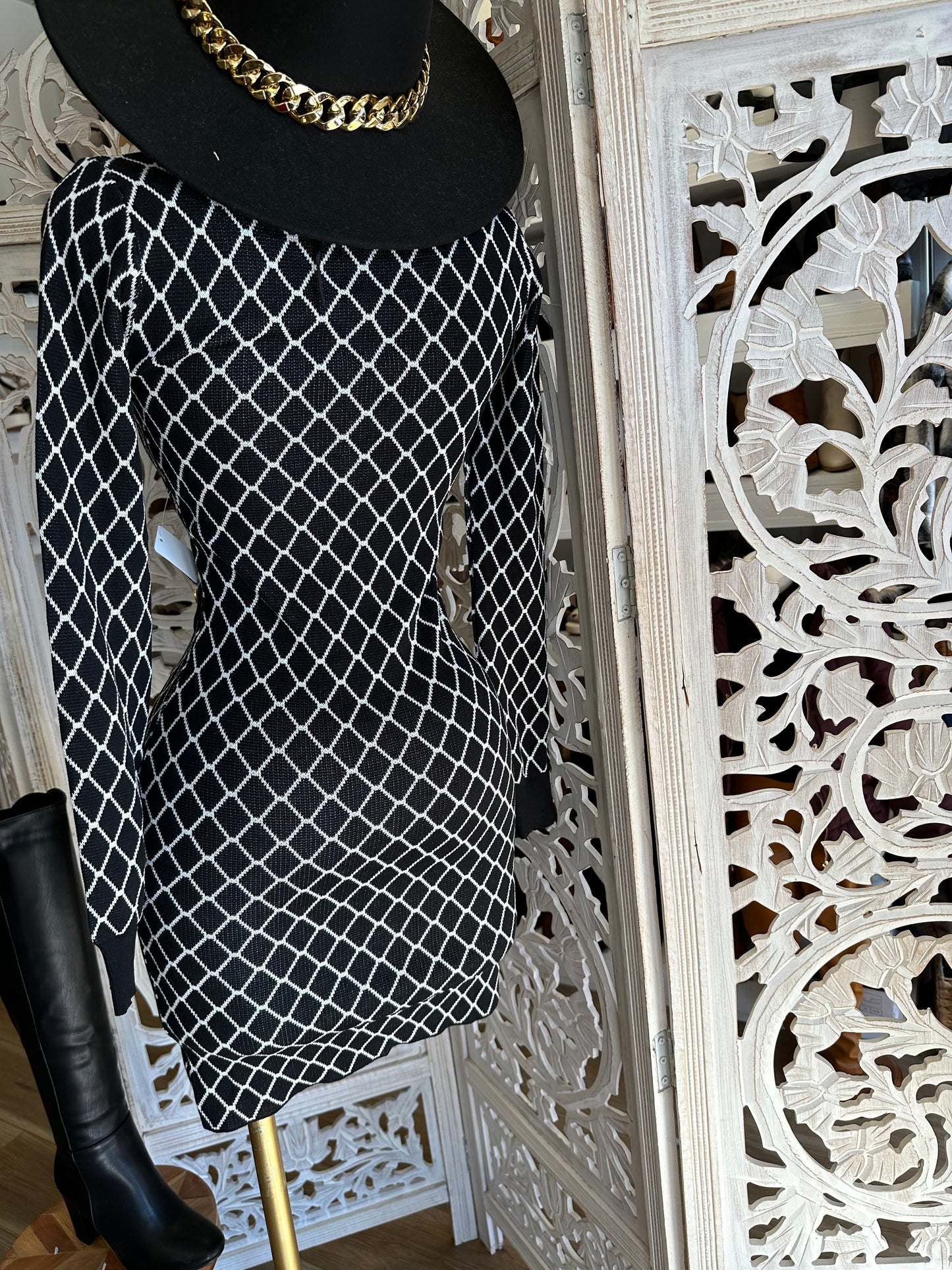 Diamond Pattern Sweater Dress