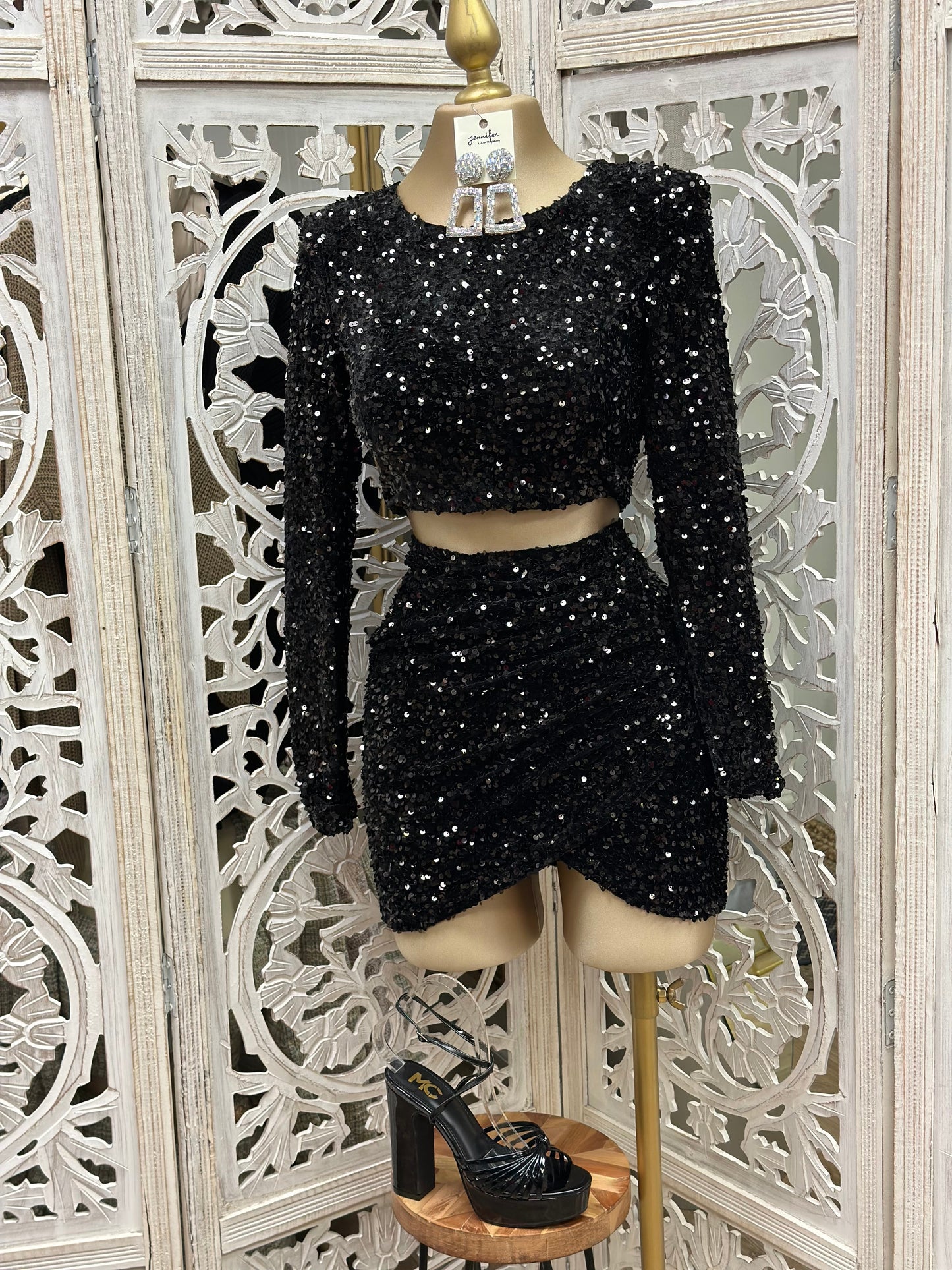 Black Sequin Set