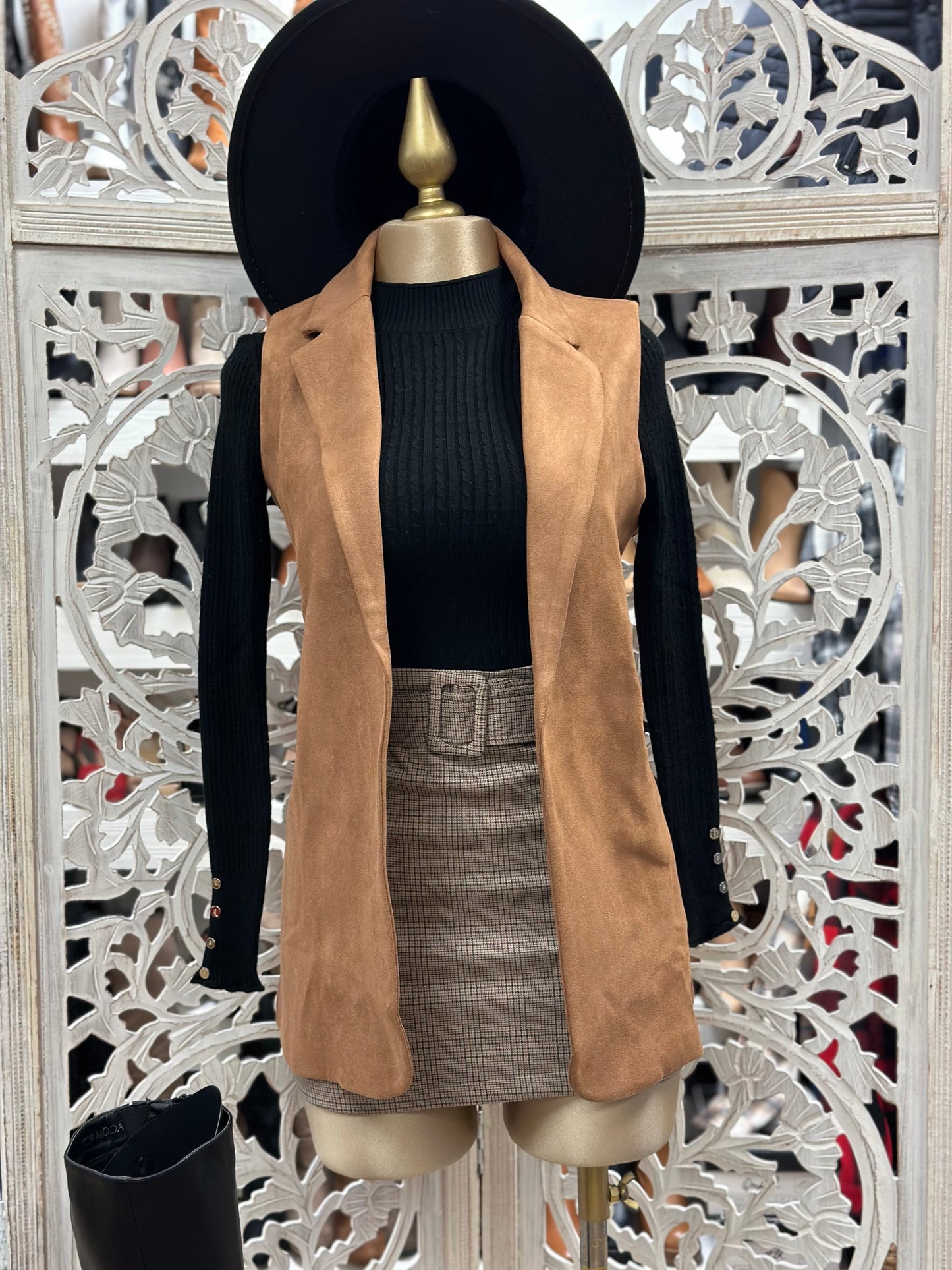 Suede Brown Blazer Vest