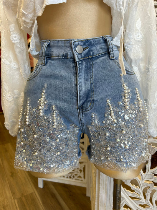 Shimmer High Rise Shorts- Stretchy