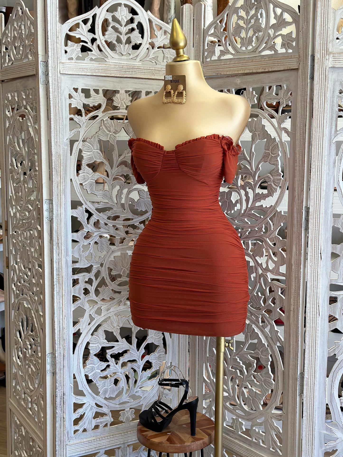 Rust Mini Bodycon Dress