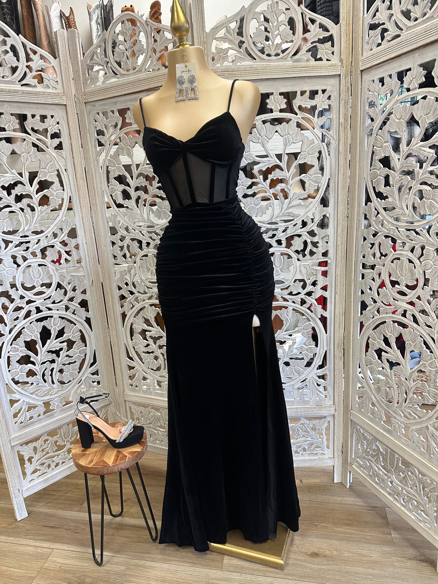 Black Velvet Corset Gown