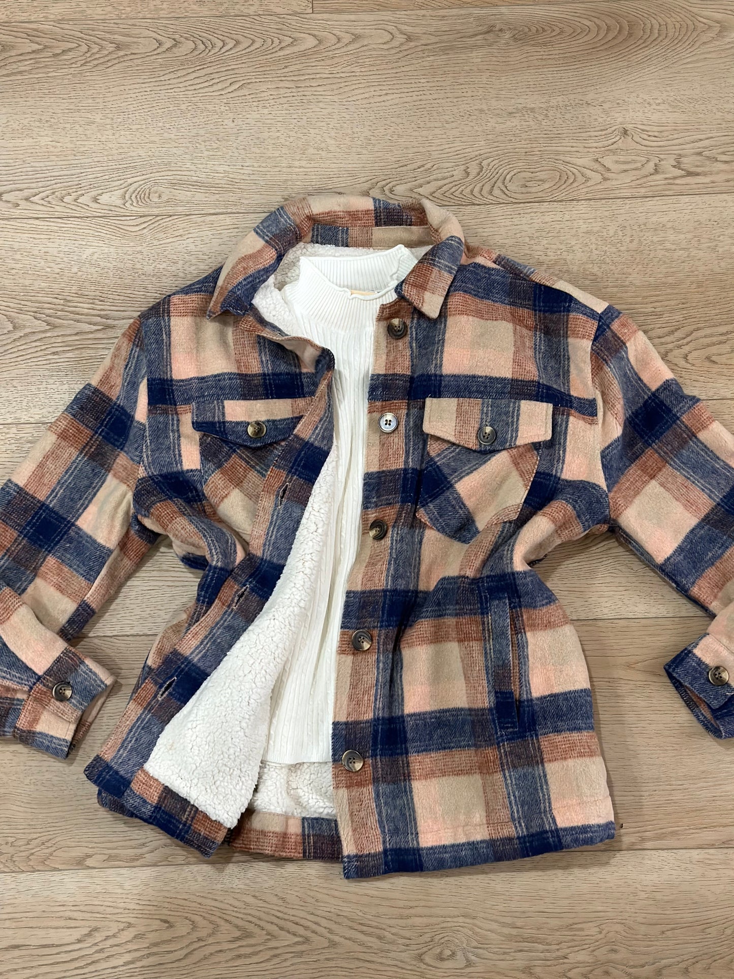 Navy/Brown Plaid Fleece Jacket