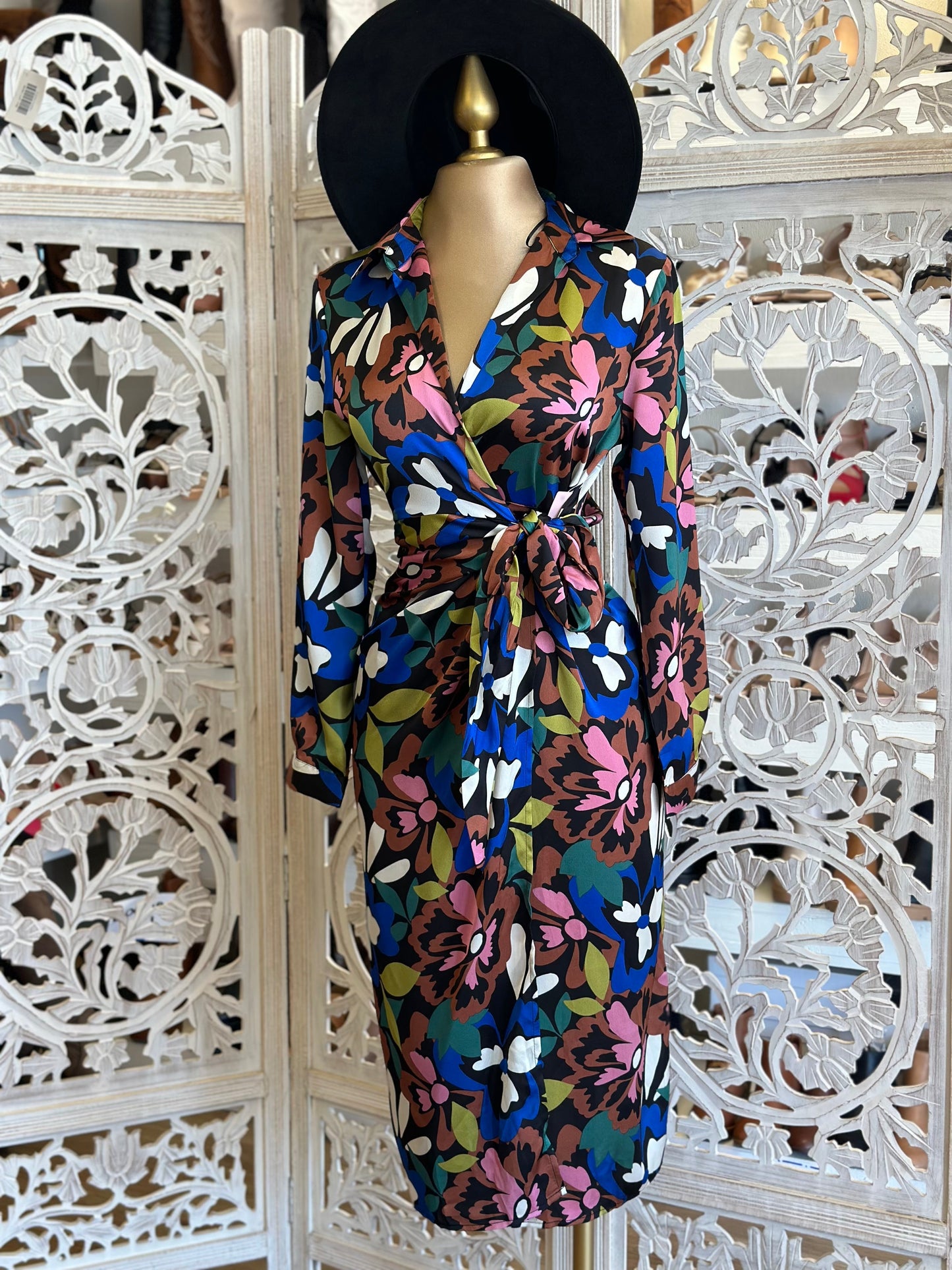 Wrapped Multi Color Floral Dress- Not Stretchy