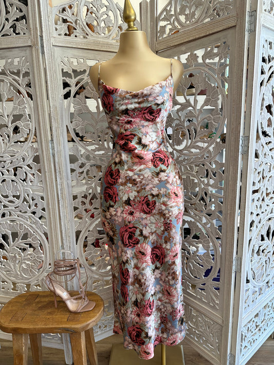 Floral Cowl Midi Dress