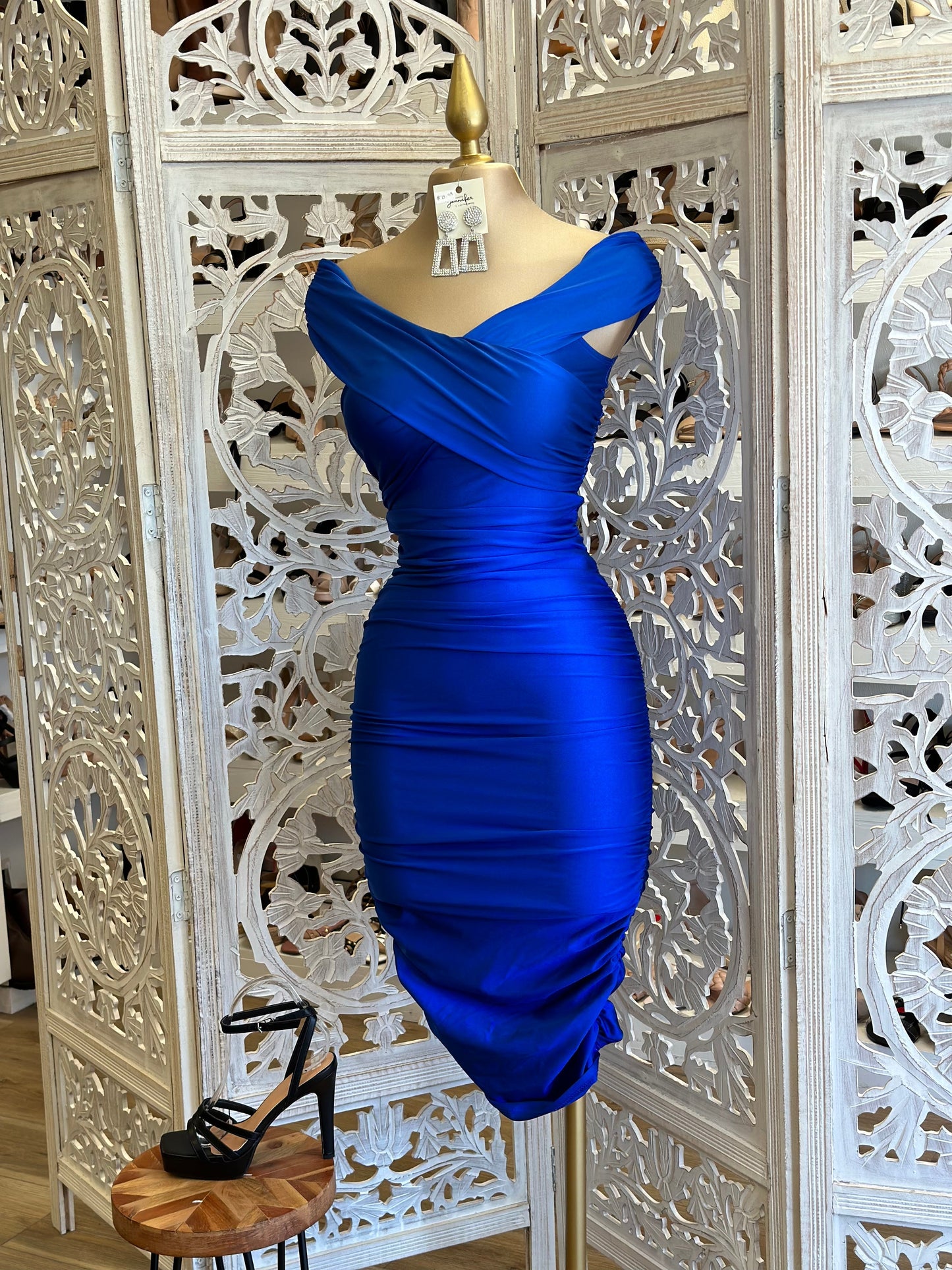 Royal Blue Wrapped Scrunched Dress