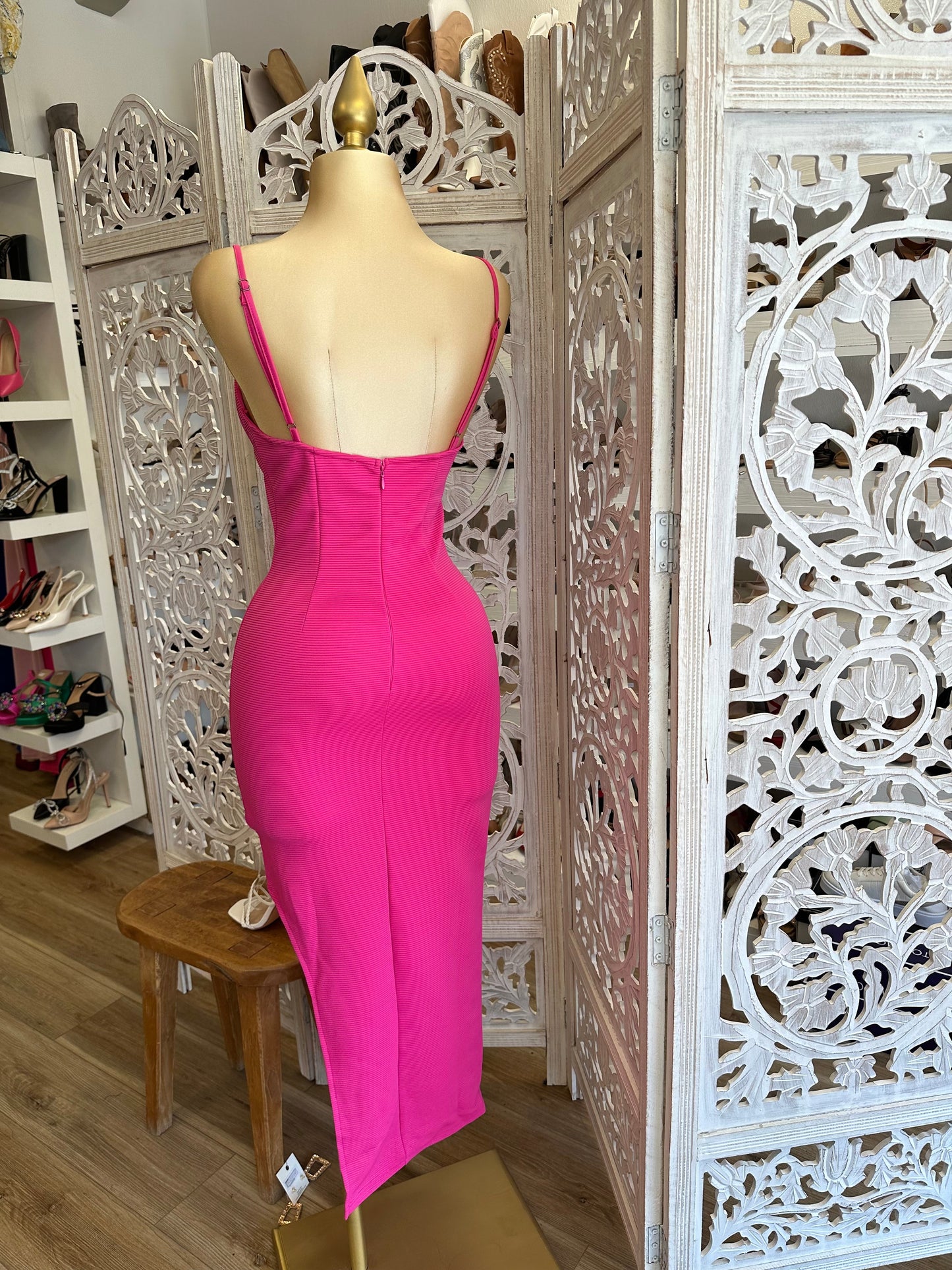 Hot Pink Ribbed Dress