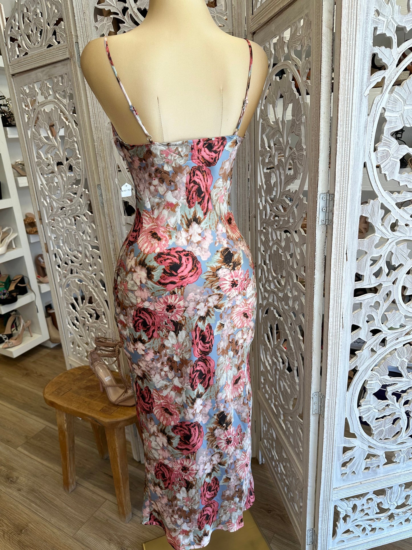 Floral Cowl Midi Dress