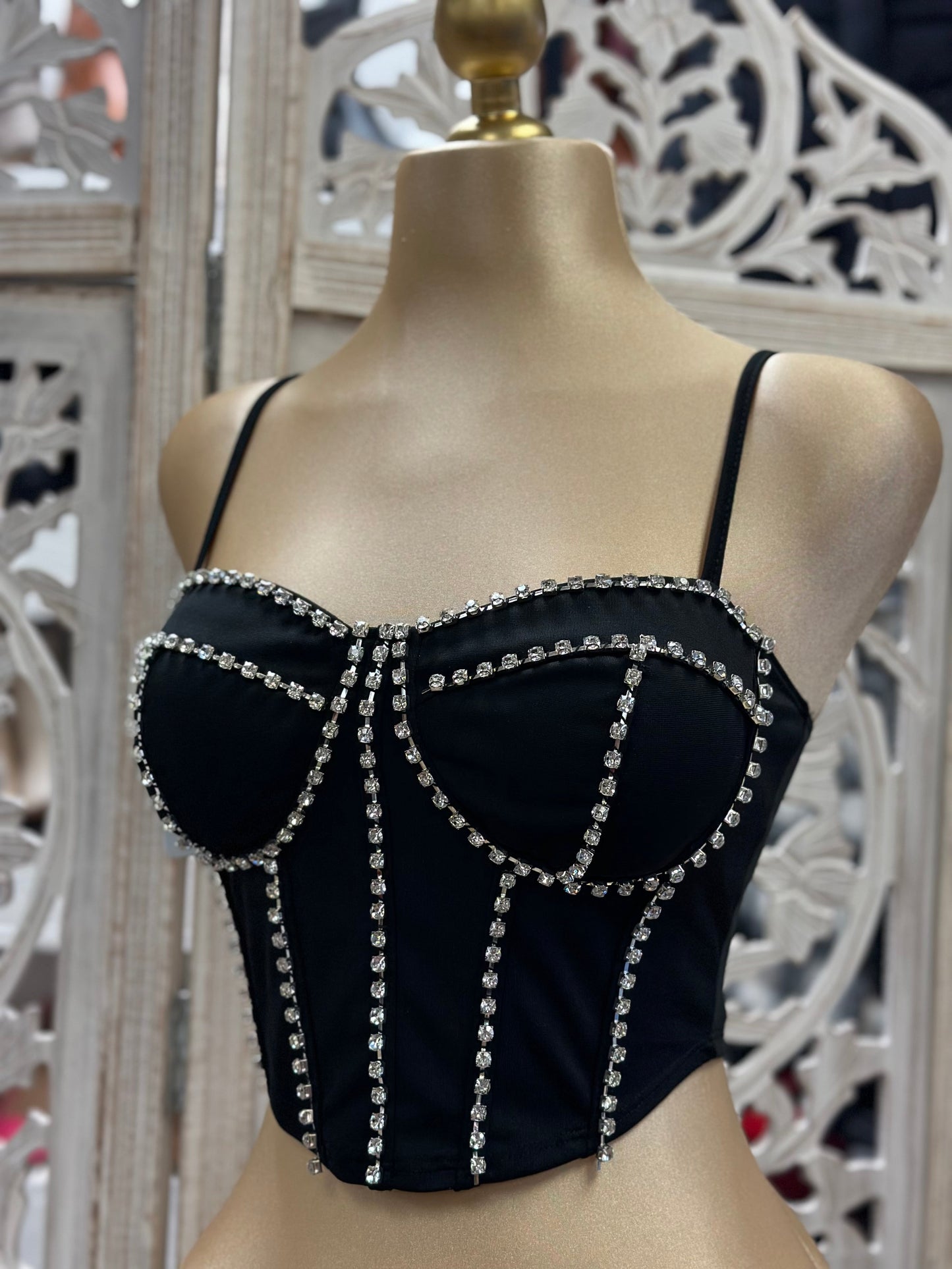 Black Bedazzled Crop Top