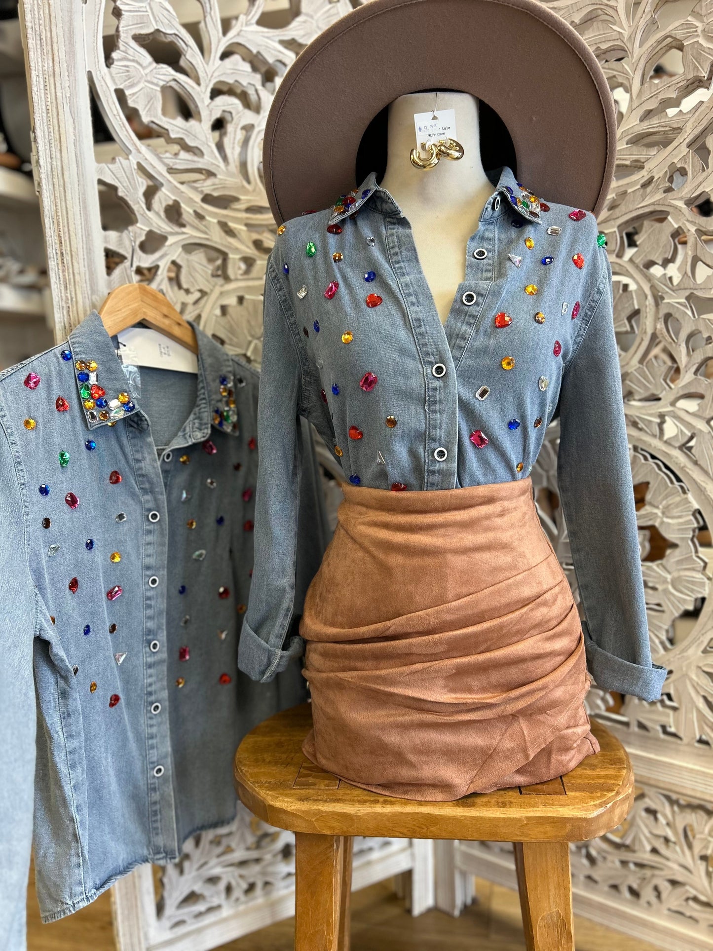 Diamond Denim Blouse