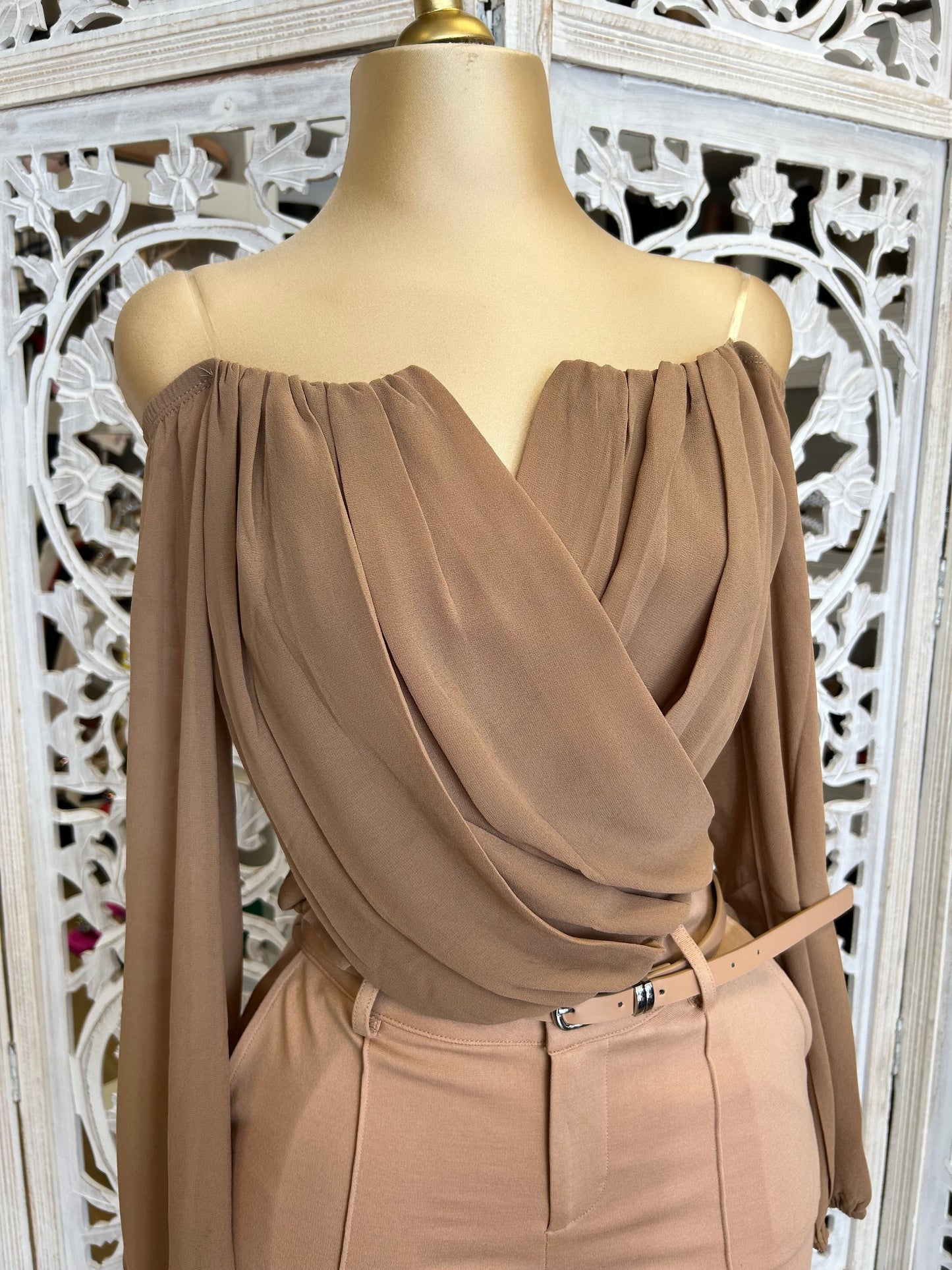 Mocha Wrapped Blouse