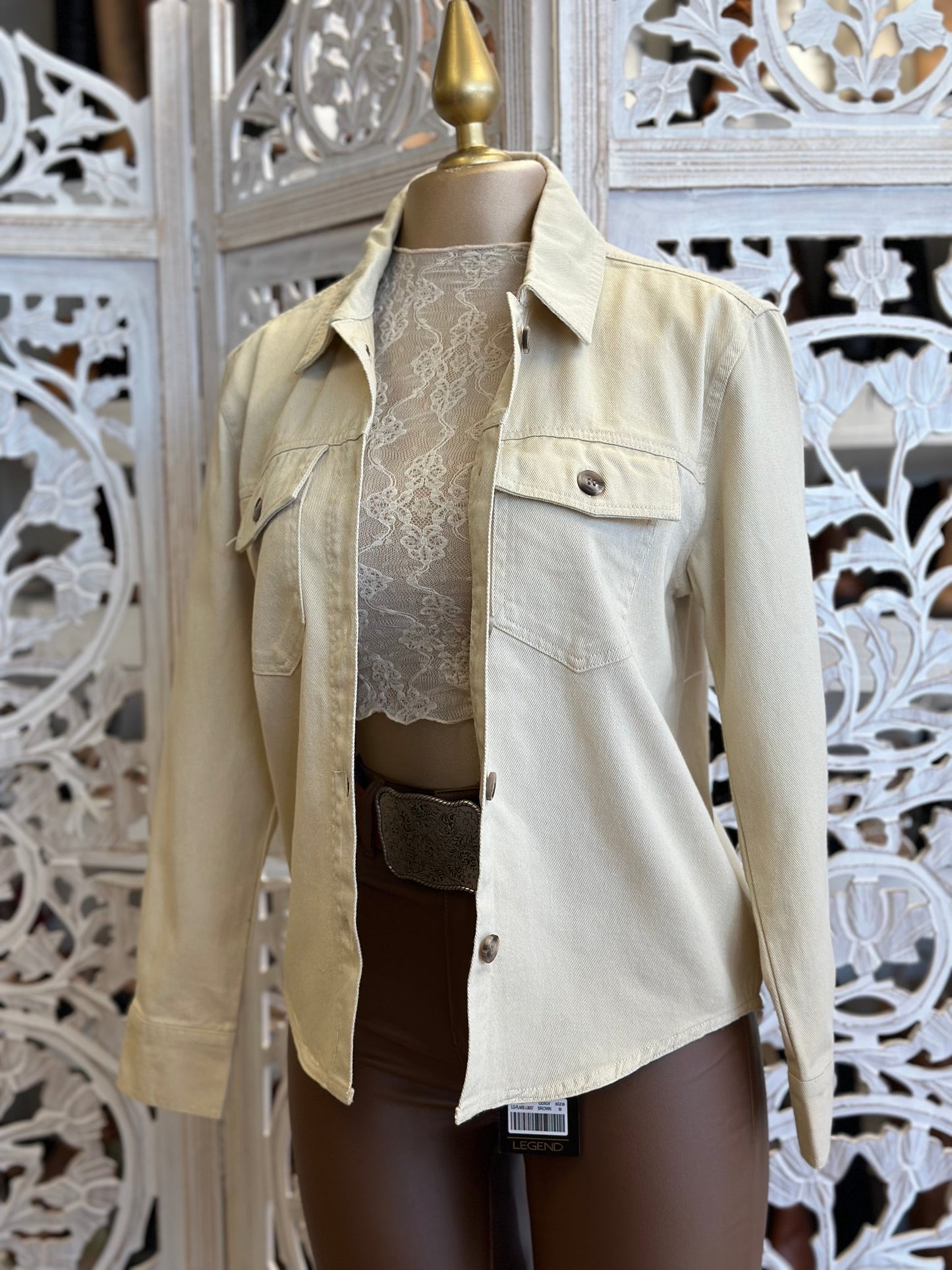 Beige Denim Pocket Jacket